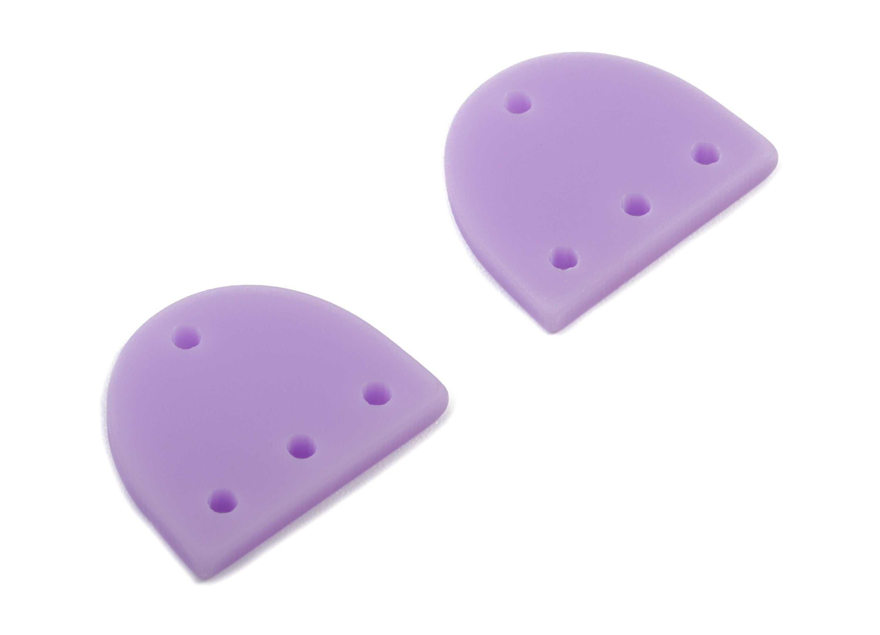 Acrylic Mini D Earring Connector - Matte Semi Circle Earring - 4 Holes - Jewelry Supplies - Color Code:A468 - 14.57x12.16x2.18mm - AC1896C - DOMEDBAZAAR