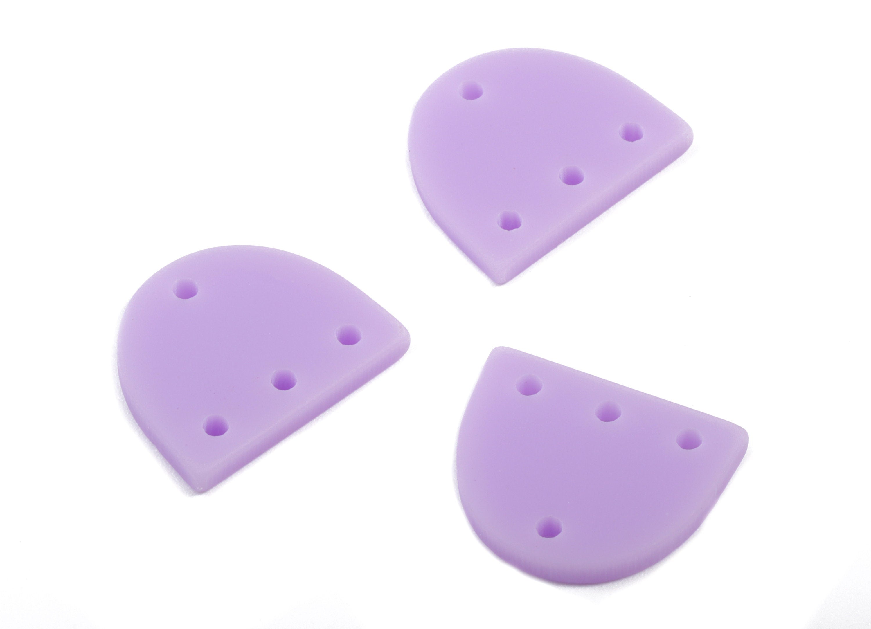 Acrylic Mini D Earring Connector - Matte Semi Circle Earring - 4 Holes - Jewelry Supplies - Color Code:A468 - 14.57x12.16x2.18mm - AC1896C - DOMEDBAZAAR