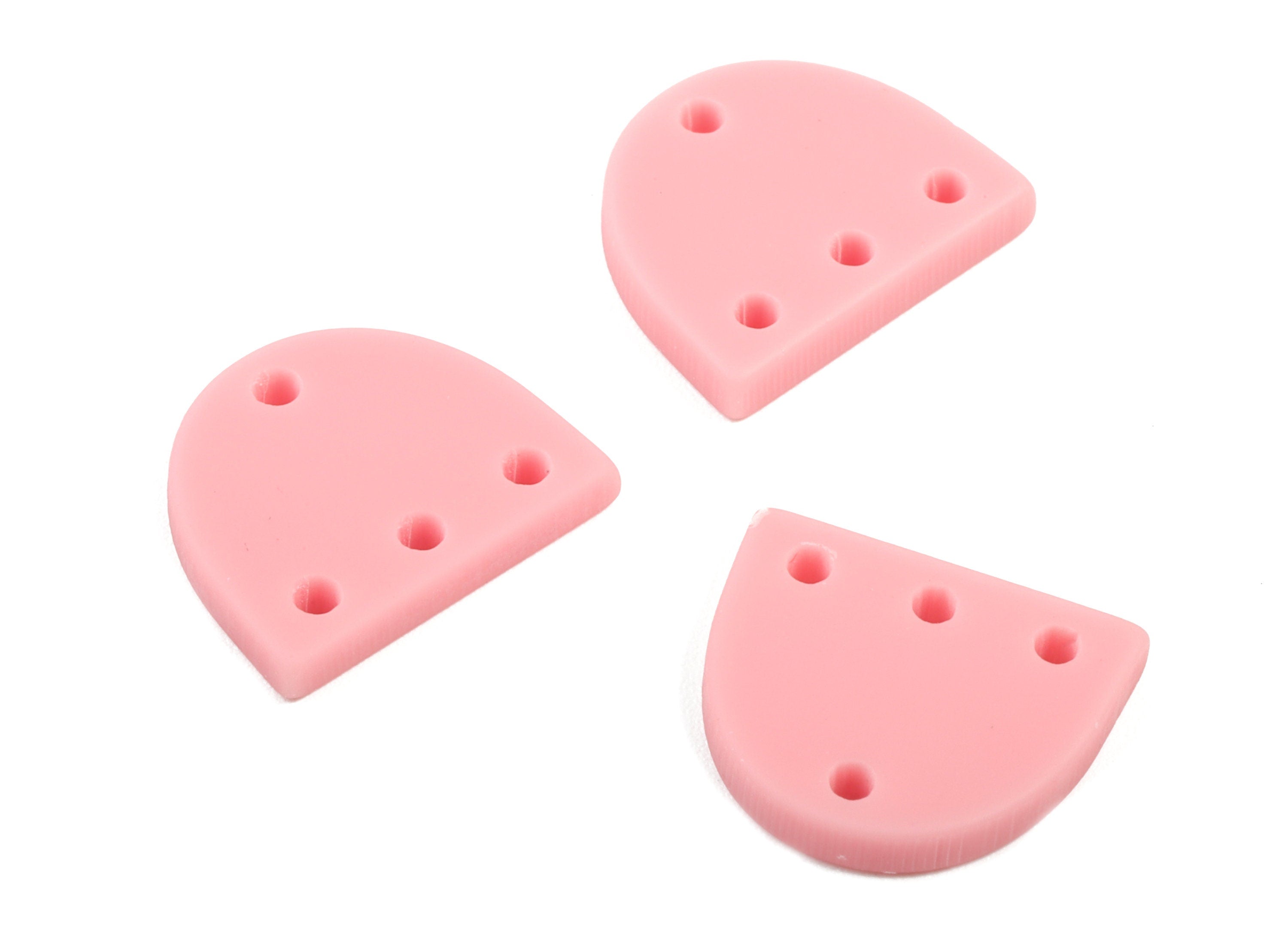 Acrylic Mini D Earring Connector - Matte Semi Circle Earring - 4 Holes - Jewelry Supplies - Color Code:A471 - 14.57x12.16x2.18mm - AC1896F - DOMEDBAZAAR