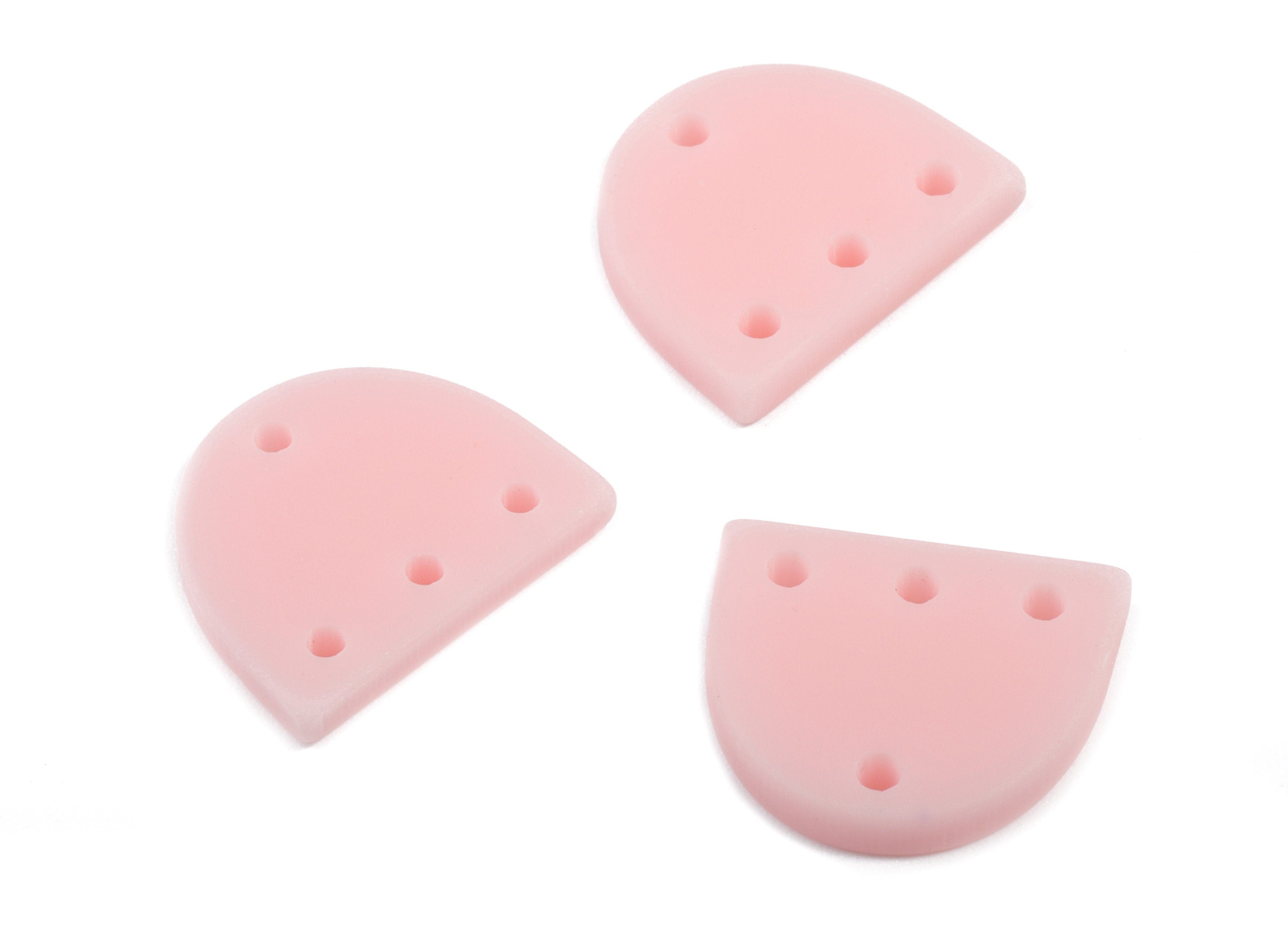 Acrylic Mini D Earring Connector - Matte Semi Circle Earring - 4 Holes - Jewelry Supplies - Color Code:A473 - 14.57x12.16x2.18mm - AC1896H - DOMEDBAZAAR