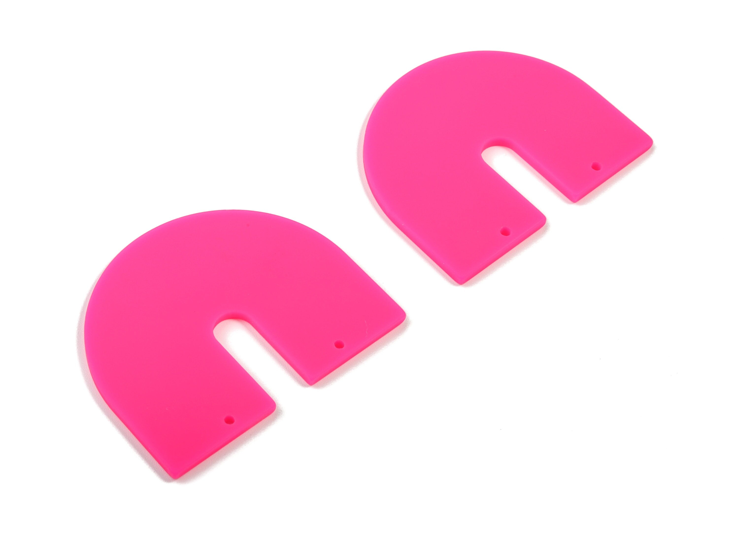Acrylic Geometric Earring Connector - Matte U Acrylic Charms - Jewellery Supplies - 2 Holes - Color Code:A472 - 43.5x36.06x2.1mm - AC1884D - DOMEDBAZAAR