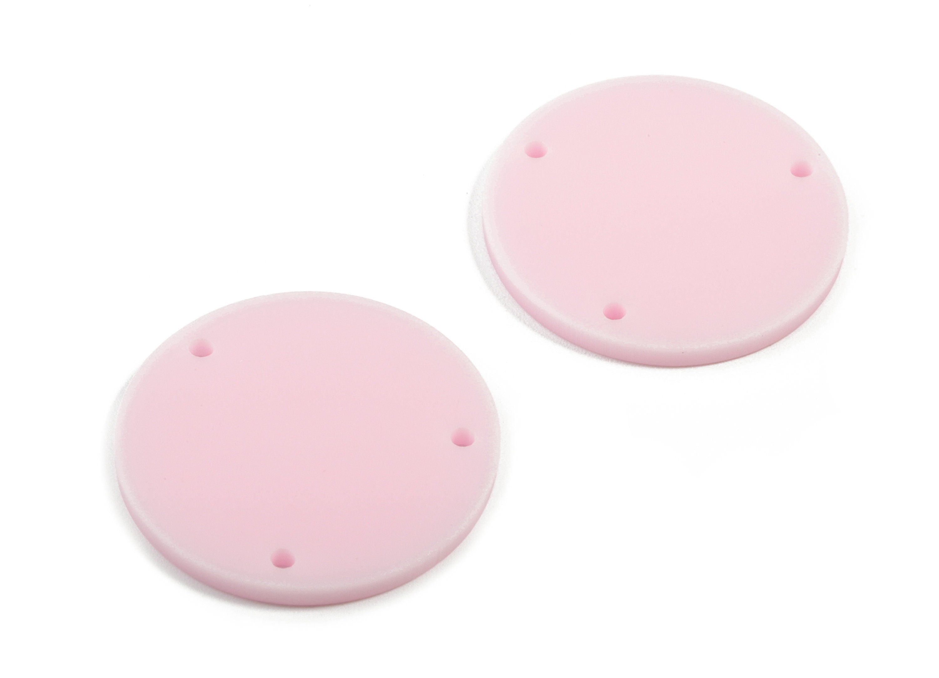 Acrylic Round Earring Connector - Matte Circle Earring Charms - Jewelry Supplies - 3 Holes - Color Code:A473 - 25.77x25.77x2.29mm - AC1887D - DOMEDBAZAAR