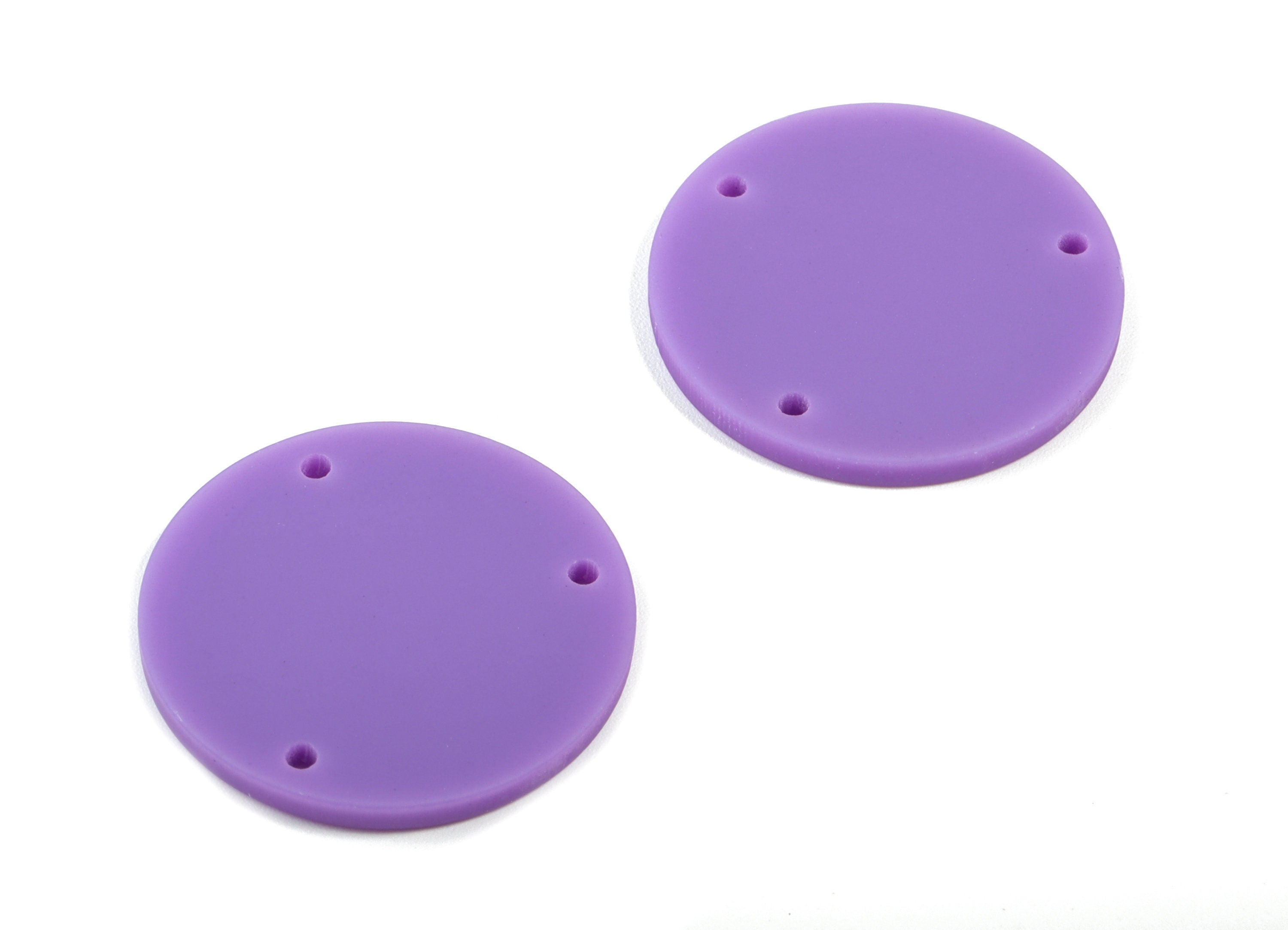 Acrylic Round Earring Connector - Matte Circle Earring Charms - Jewelry Supplies - 3 Holes - Color Code:A475 - 25.77x25.77x2.29mm - AC1887F - DOMEDBAZAAR