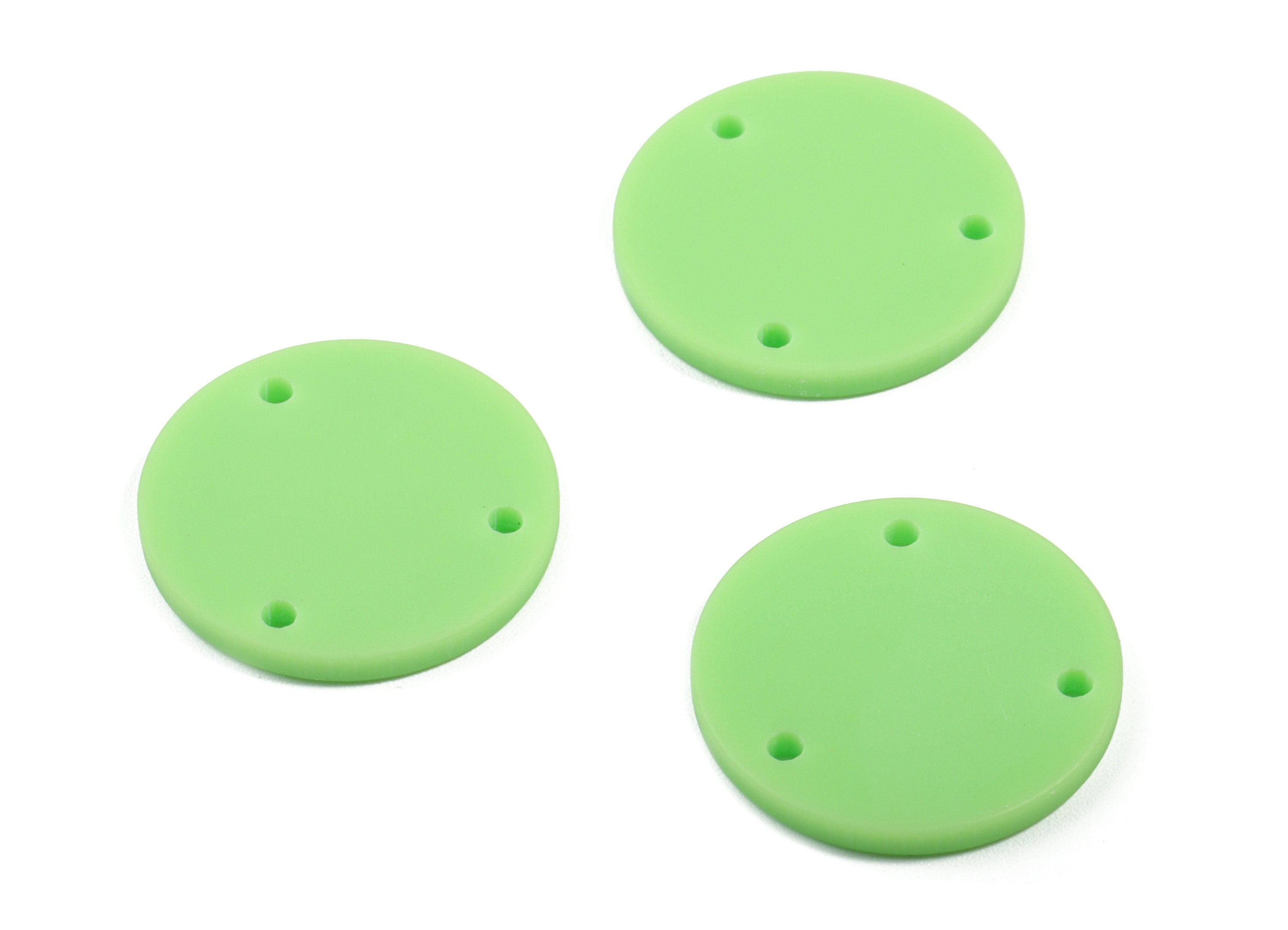 Acrylic Mini Circle Earring Connector - Matte Mini Round Earring - 3 Holes - Jewelry Supplies - Color Code:A469 - 19.8x19.8x2.18mm - AC1891D - DOMEDBAZAAR