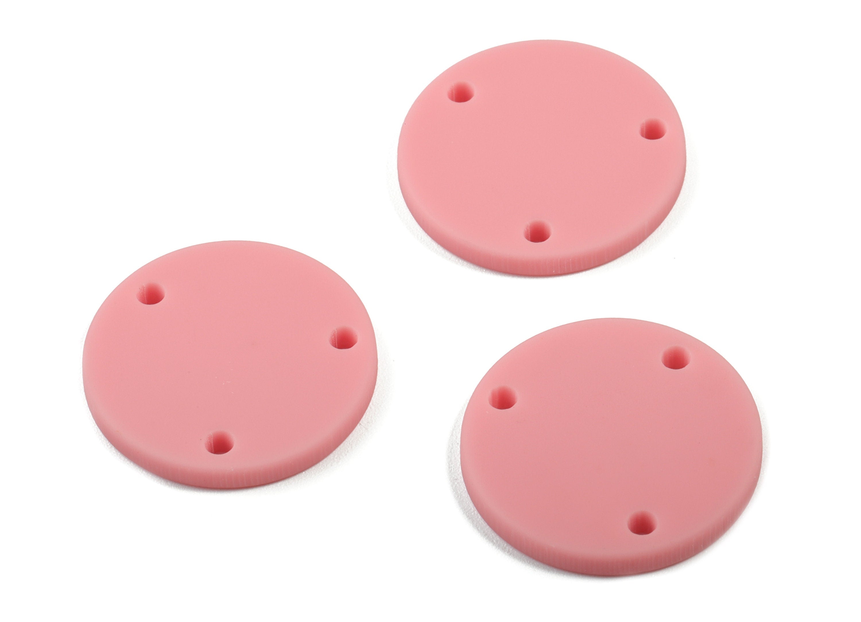 Acrylic Mini Circle Earring Connector - Matte Mini Round Earring - 3 Holes - Jewelry Supplies - Color Code:A471 - 19.8x19.8x2.18mm - AC1891H - DOMEDBAZAAR