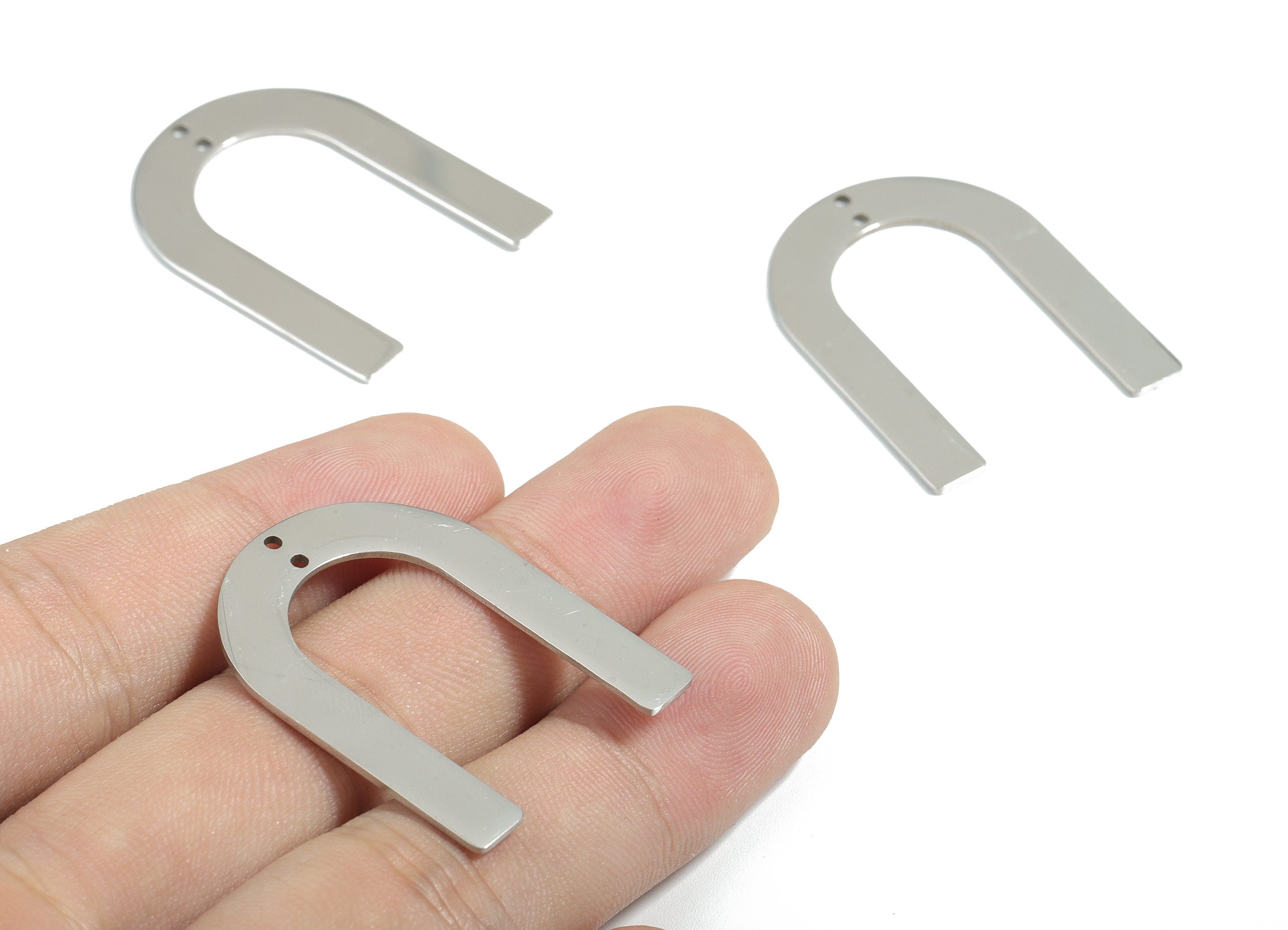 Stainless Steel U Connector - U Earrings Charms and Pendant - 2 Hole - Earring Findings - Jewelry Supplies - 35.2x26.95x0.95mm - SS1171 - DOMEDBAZAAR