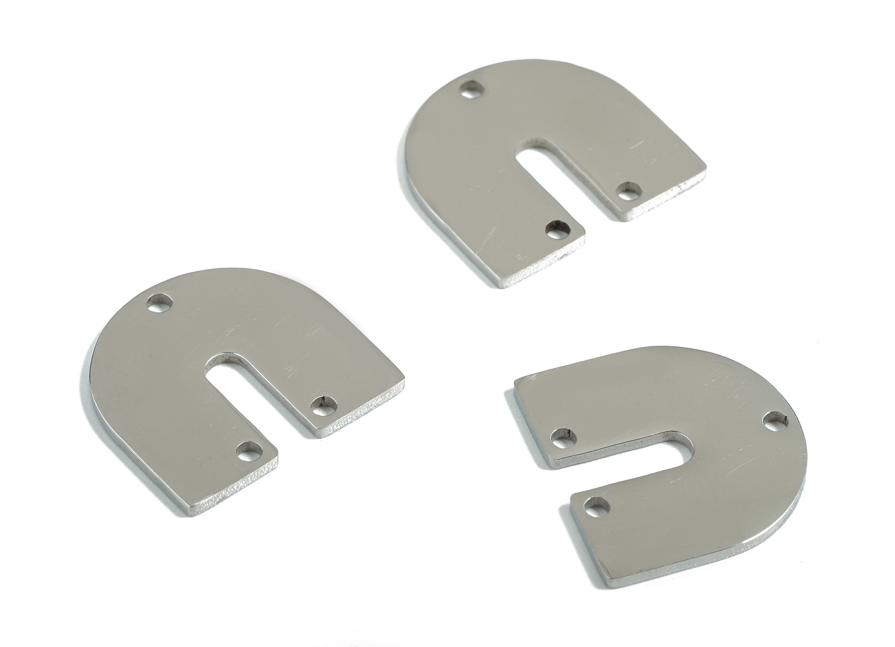Stainless Steel U Connector - U Earrings Charms and Pendant - 3 Hole - Earring Findings - Jewelry Supplies - 15.02x15.9x0.96mm - SS1179 - DOMEDBAZAAR