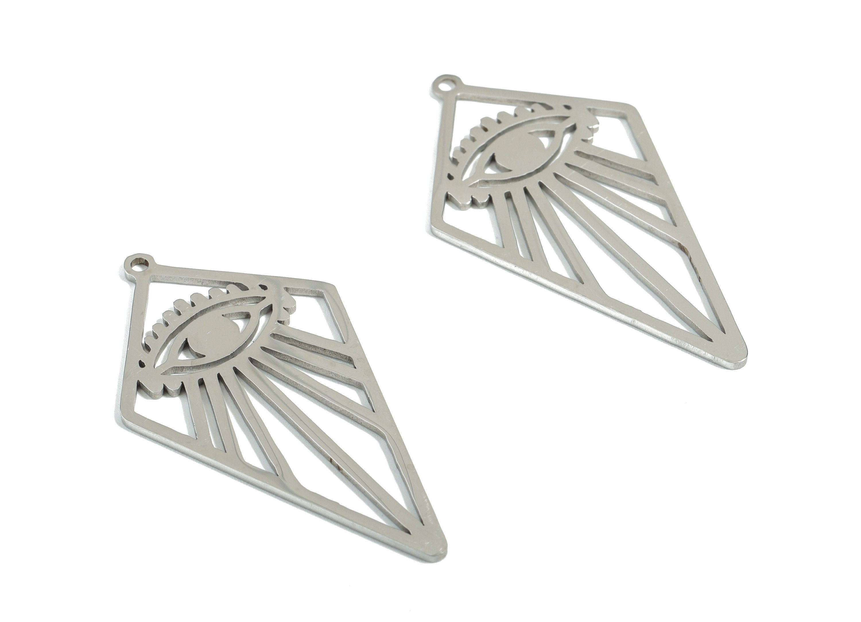 Stainless Steel Deltoid Eye Charms - Triangle Eye Earrings and Pendant - Earring Findings - Jewelry Supplies - 39.88x21.85x0.95mm - SS1177 - DOMEDBAZAAR
