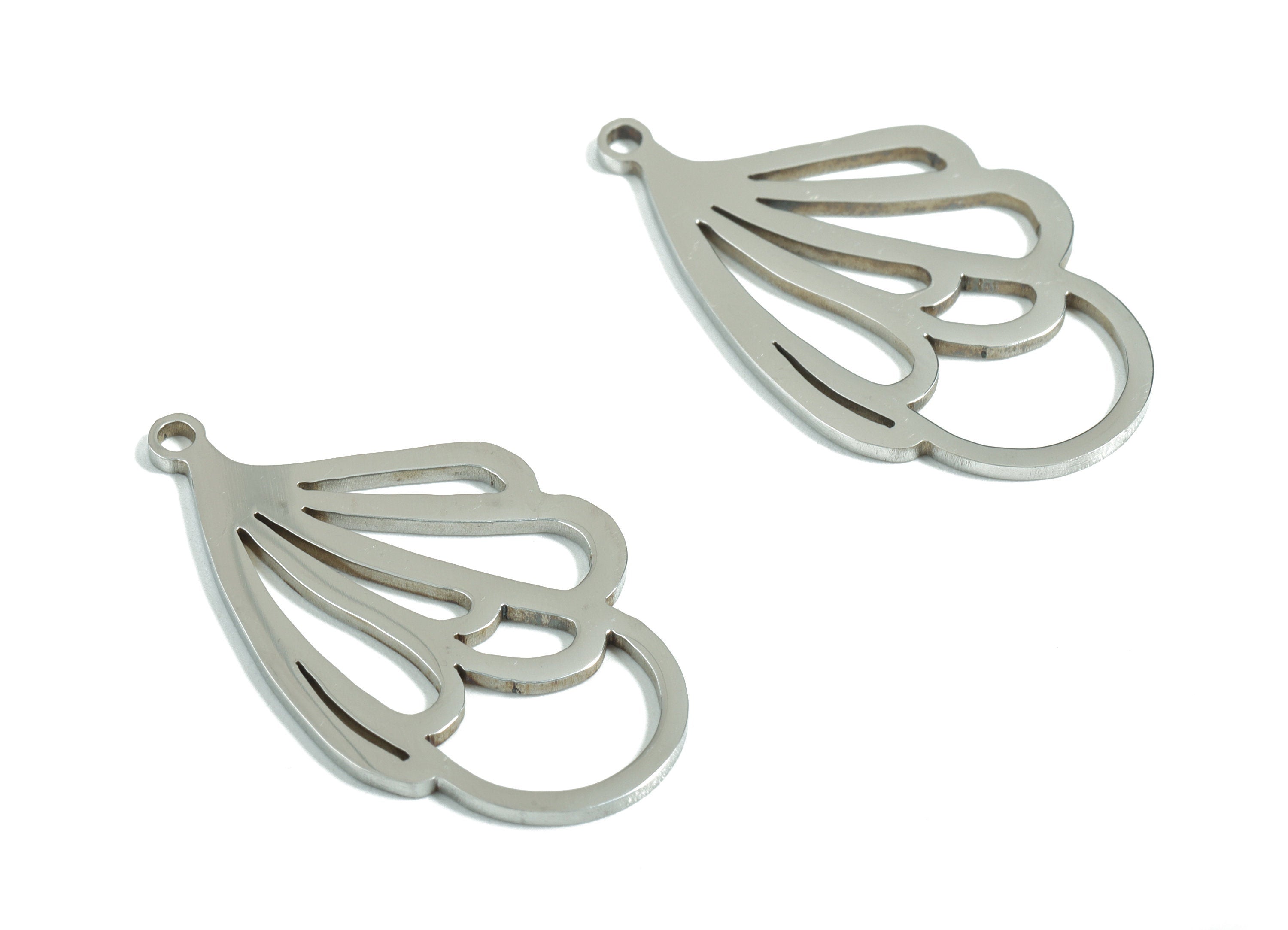 Stainless Steel Leaf Charms - Leaf Earrings and Pendant - Bracelet Pendant - Earring Findings - Jewelry Supplies - 26.9x16.3x0.95mm - SS1176 - DOMEDBAZAAR