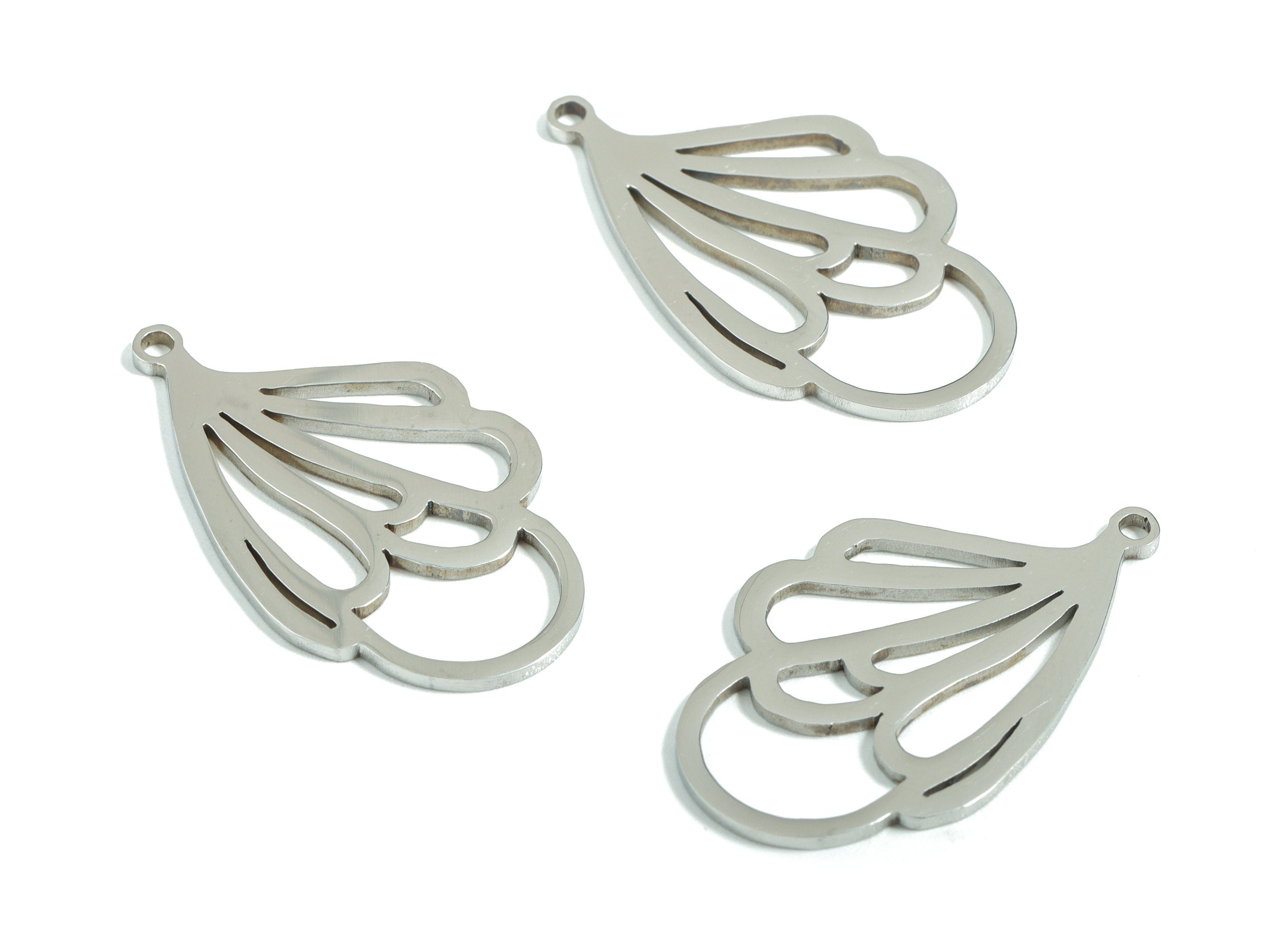 Stainless Steel Leaf Charms - Leaf Earrings and Pendant - Bracelet Pendant - Earring Findings - Jewelry Supplies - 26.9x16.3x0.95mm - SS1176 - DOMEDBAZAAR