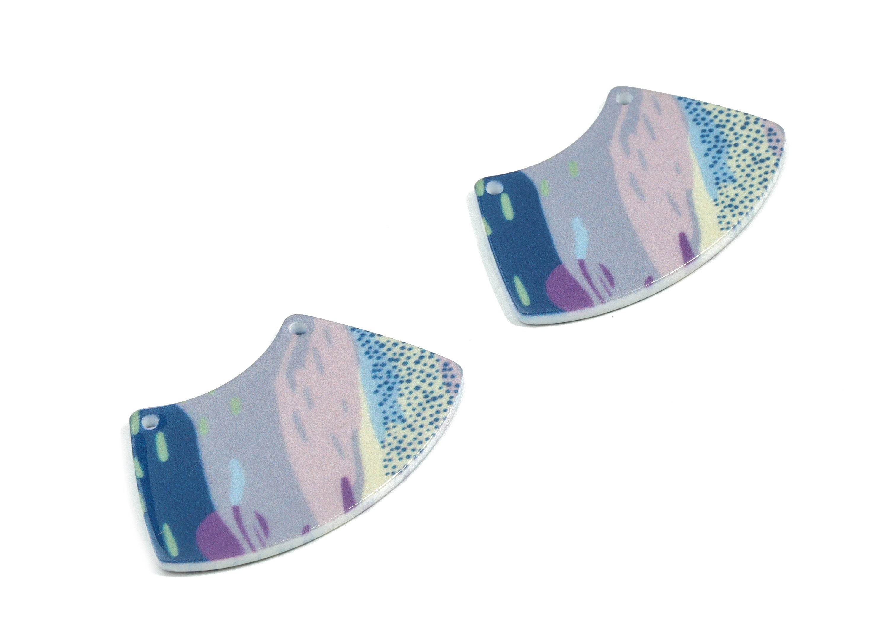 Acrylic Trapezoid Connector - Printing Geometric Acrylic Charms - Jewelry Supplies - Color Code: B1 - 42.64x27.12x2.23mm - AC1871-B1 - DOMEDBAZAAR