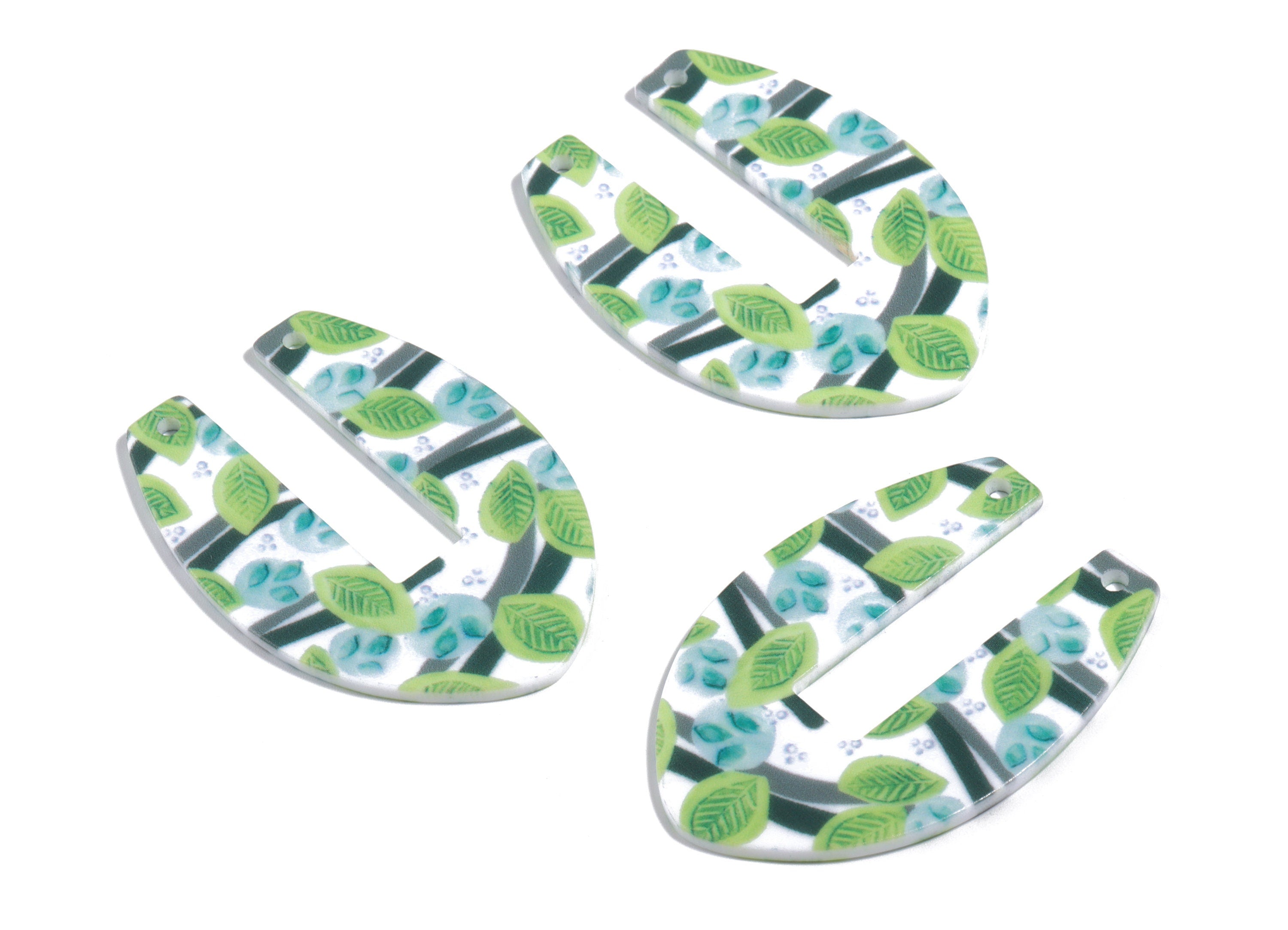 Acrylic U Connector - Printing Geometric Acrylic Charms - Jewelry Supplies - Color Code: B10 - 50.1x35.38x2.39mm - AC1873-B10 - DOMEDBAZAAR