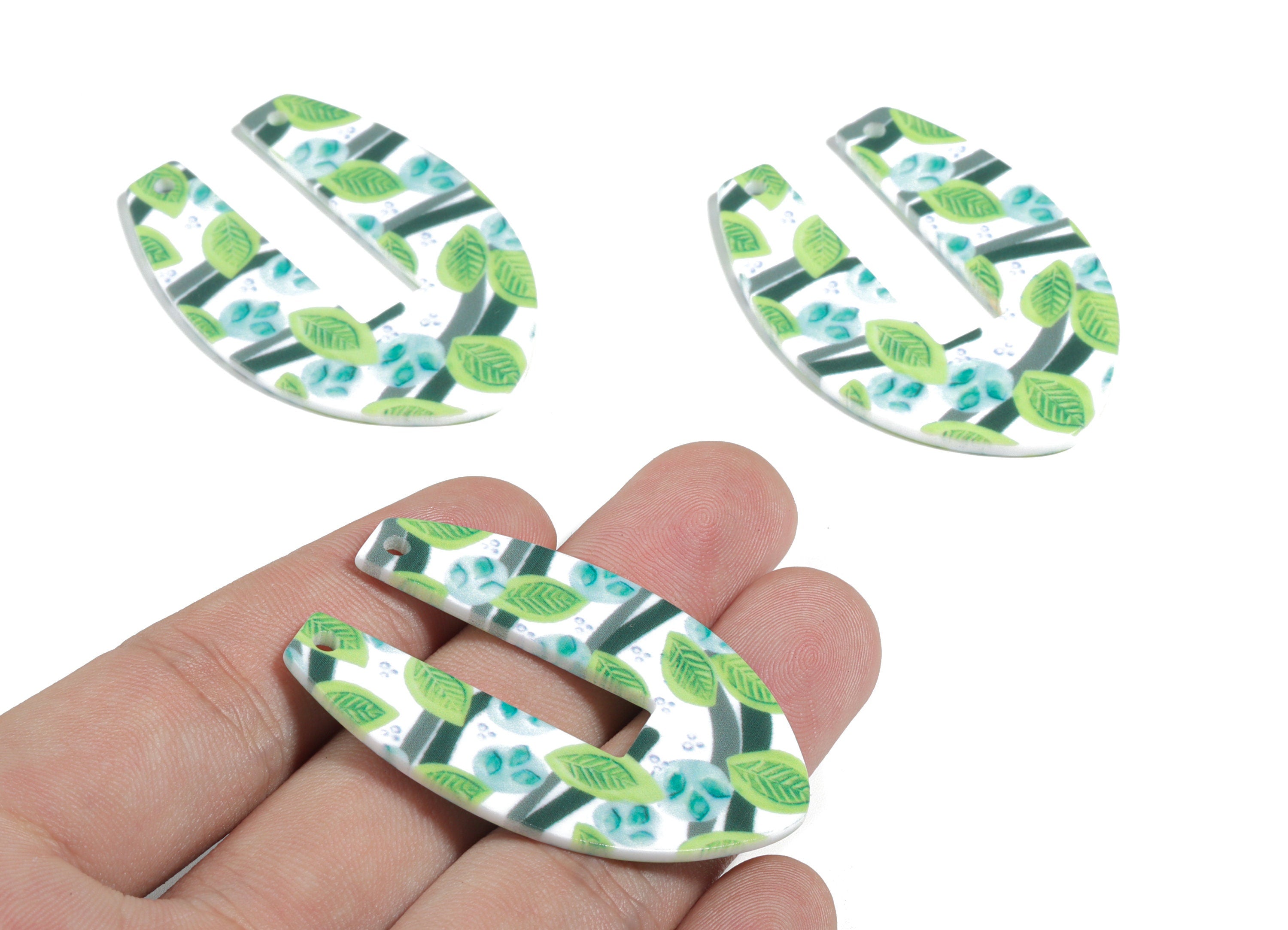 Acrylic U Connector - Printing Geometric Acrylic Charms - Jewelry Supplies - Color Code: B10 - 50.1x35.38x2.39mm - AC1873-B10 - DOMEDBAZAAR