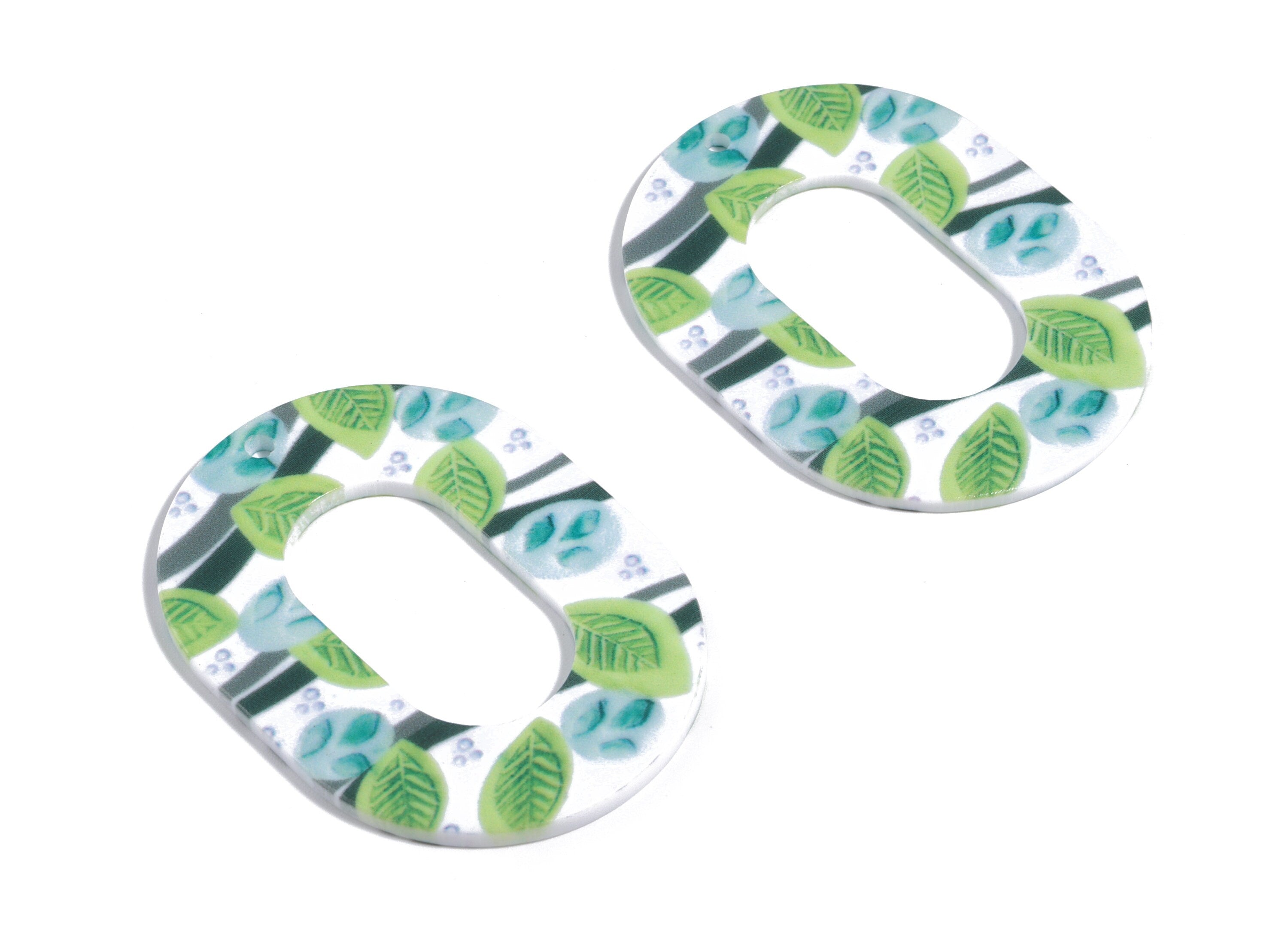 Acrylic Oval Earring Charms - Printing Oval Acrylic Pendant - Jewelry Supplies  - Color Code: B10 - 46.7x34.78x1.22mm - AC1927-B10 - DOMEDBAZAAR