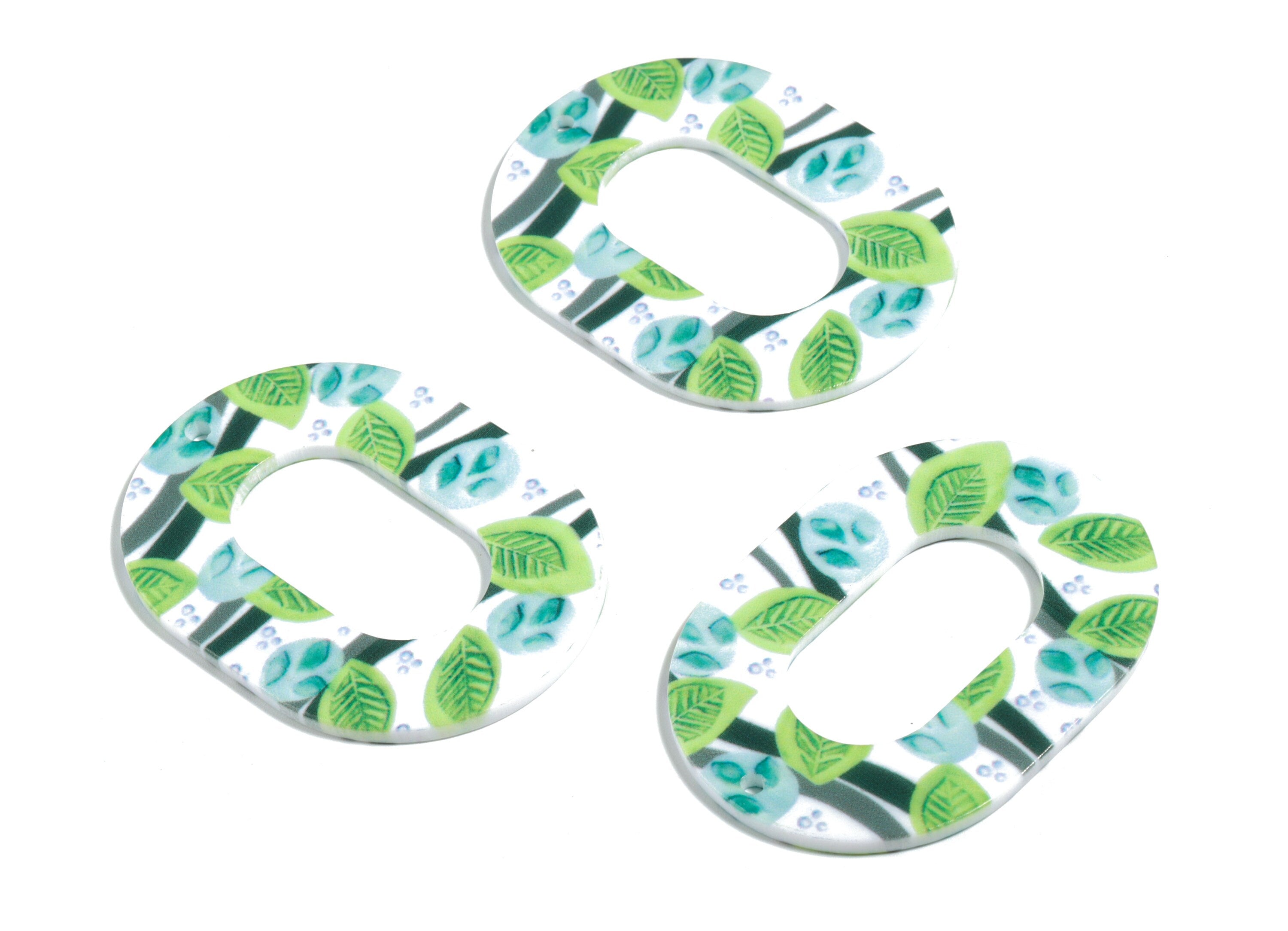 Acrylic Oval Earring Charms - Printing Oval Acrylic Pendant - Jewelry Supplies  - Color Code: B10 - 46.7x34.78x1.22mm - AC1927-B10 - DOMEDBAZAAR
