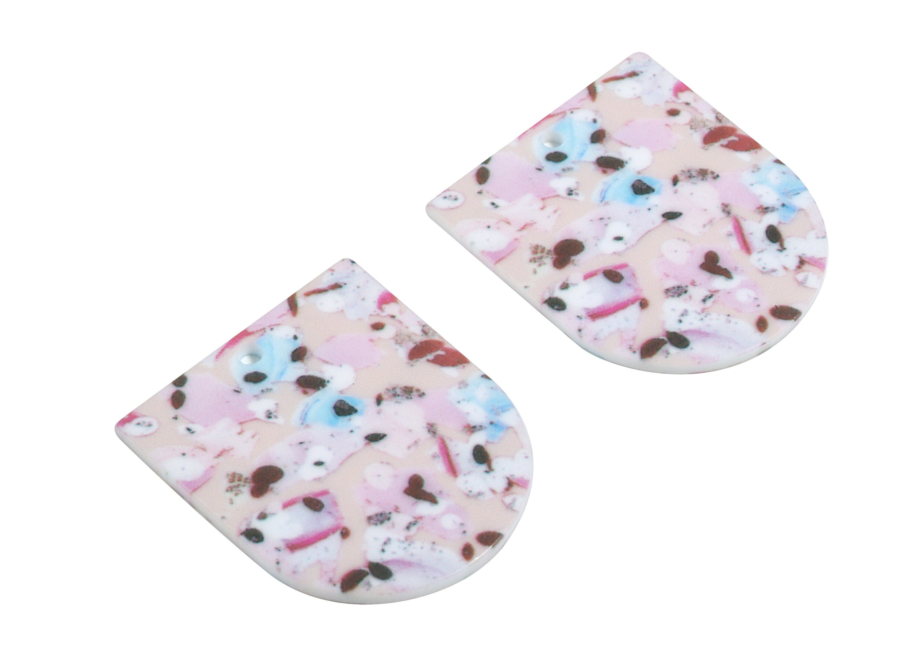 Acrylic D Earring Charms - Printing Semi Circle Acrylic Pendant - Jewelry Supplies  - Color Code: B11 - 35.11x29.82x2.58mm - AC1929-B11 - DOMEDBAZAAR