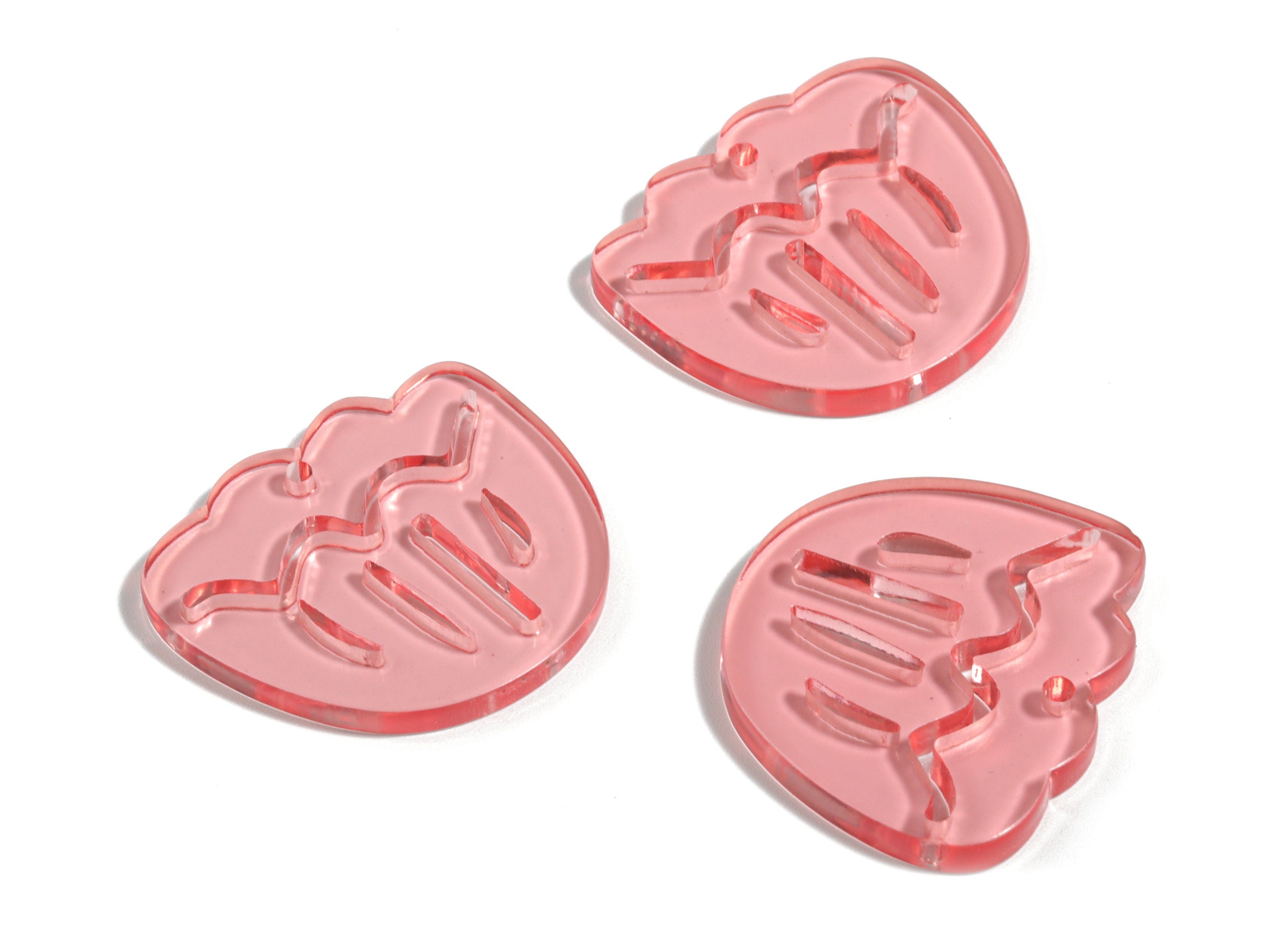 Acrylic Geometric Earring Charm - Pink Wavy Earrings - Earring Findings - Jewelry Supplies - Color Code:A465 - 28.86x24.37x2.88mm - AC1922A - DOMEDBAZAAR