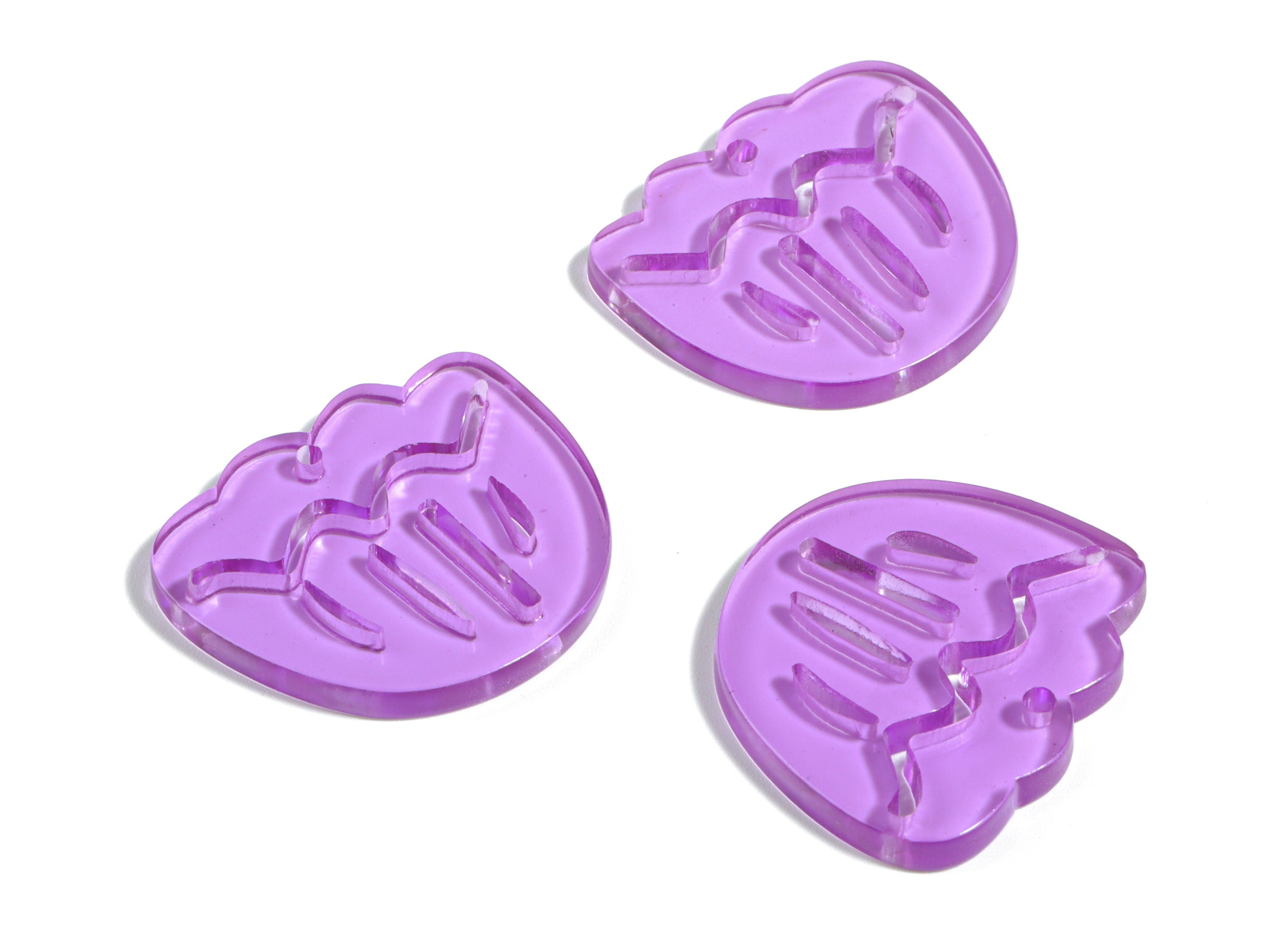 Acrylic Geometric Earring Charm - Purple Wavy Earrings - Earring Findings - Jewelry Supplies - Color Code:A480 - 28.86x24.4x2.88mm - AC1922C - DOMEDBAZAAR