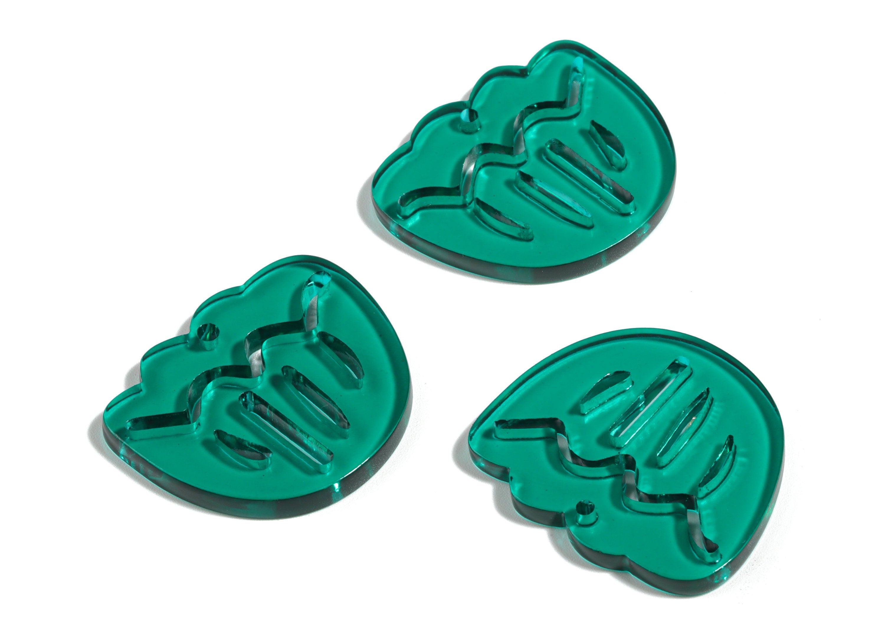 Acrylic Geometric Earring Charm - Green Wavy Earrings - Earring Findings - Jewelry Supplies - Color Code:A463 - 28.86x24.37x2.88mm - AC1922D - DOMEDBAZAAR