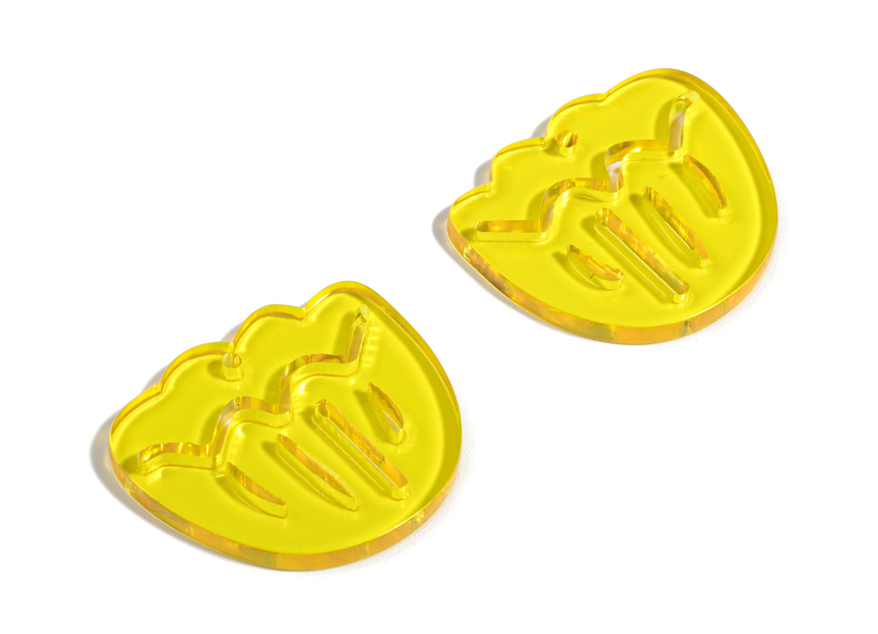 Acrylic Geometric Earring Charm - Yellow Wavy Earrings - Earring Findings - Jewelry Supplies - Color Code:A481 - 28.86x24.4x2.88mm - AC1922E - DOMEDBAZAAR