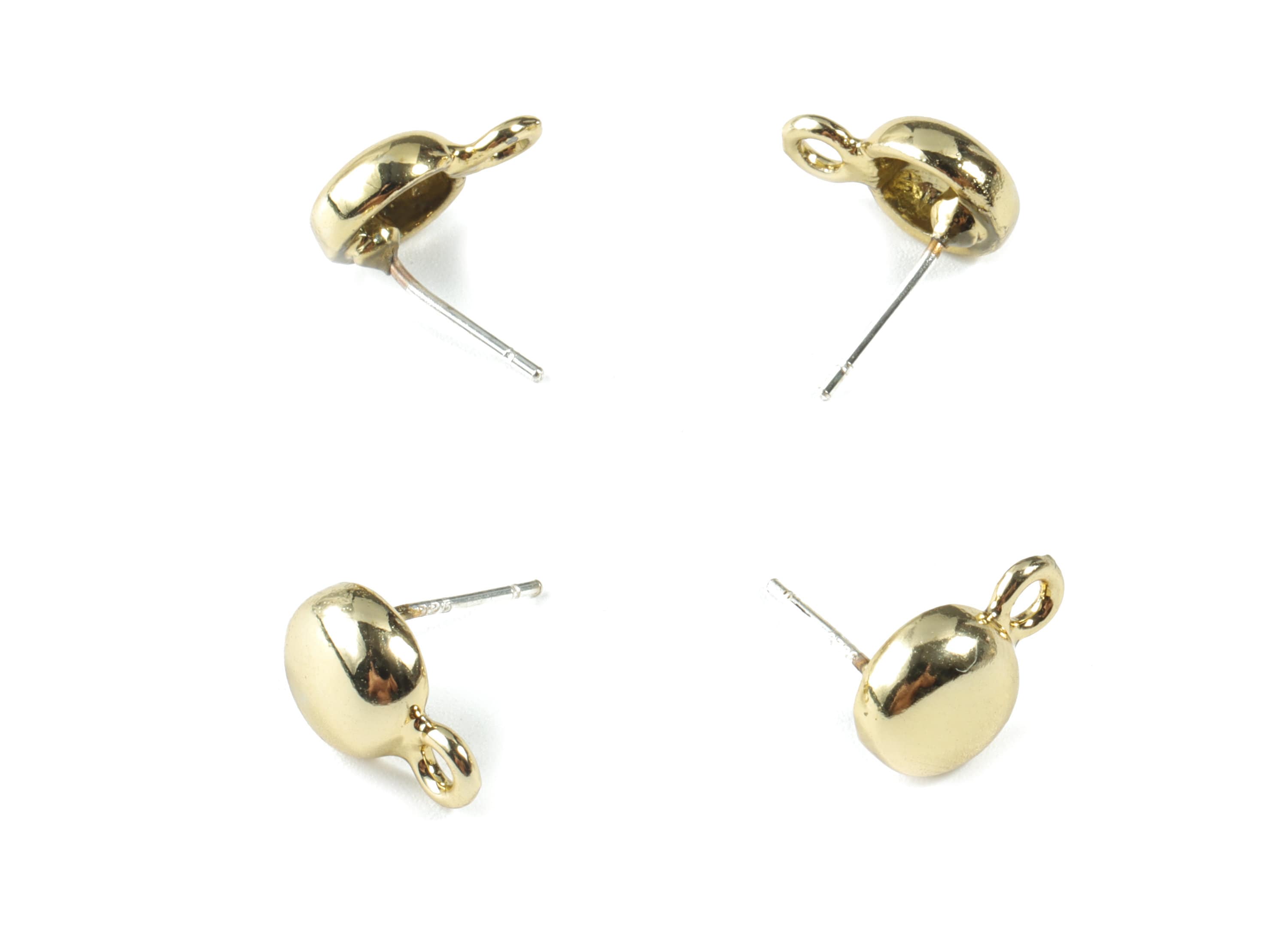 Alloy Mini Round Earring Stud - Gold Circle Earring Post - Silver Stud - Gold Tone Plated - Jewelry Supplies - 11.65x7.71x3.23mm - ZZ1705 - DOMEDBAZAAR