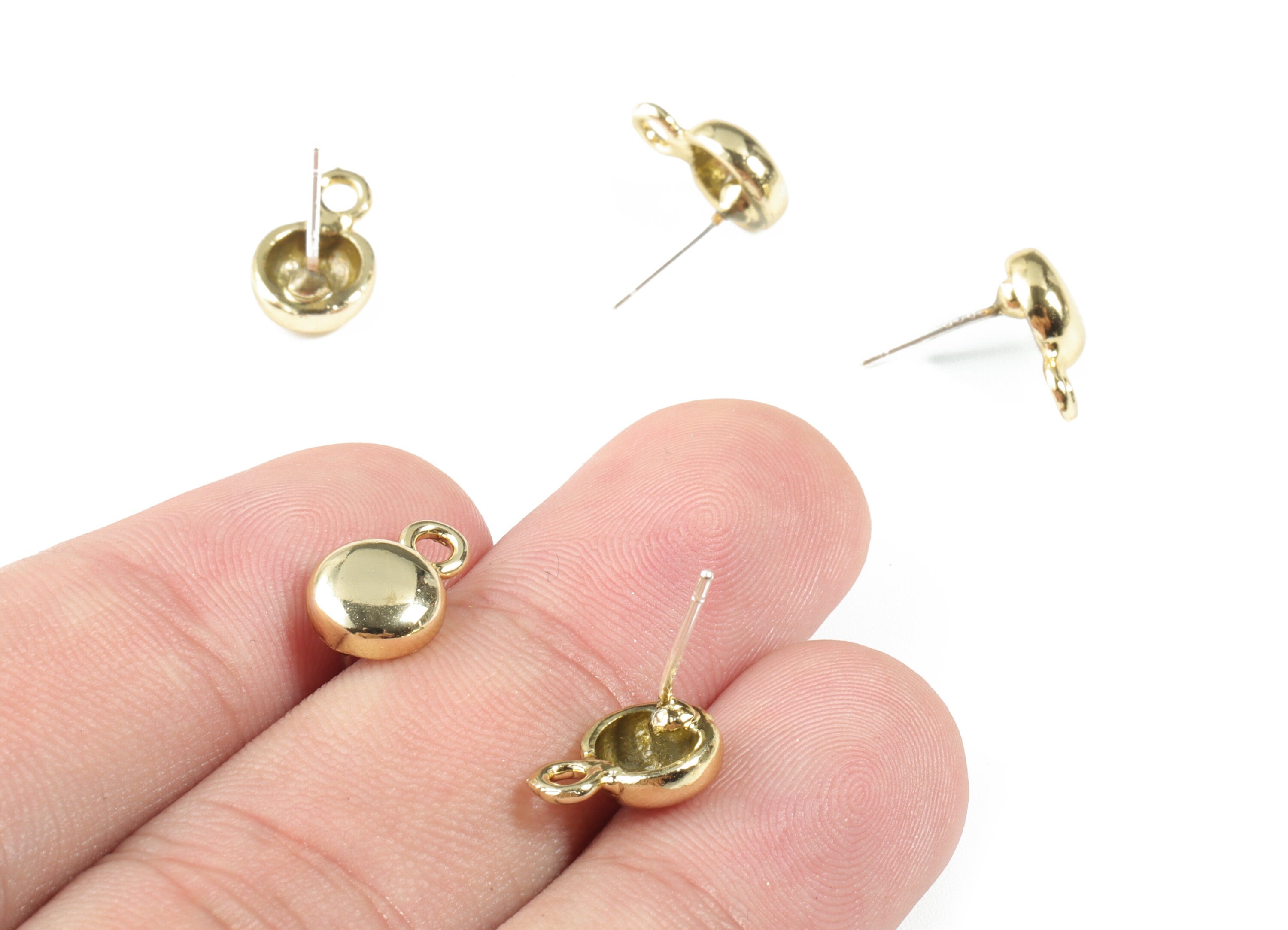 Alloy Mini Round Earring Stud - Gold Circle Earring Post - Silver Stud - Gold Tone Plated - Jewelry Supplies - 11.65x7.71x3.23mm - ZZ1705 - DOMEDBAZAAR