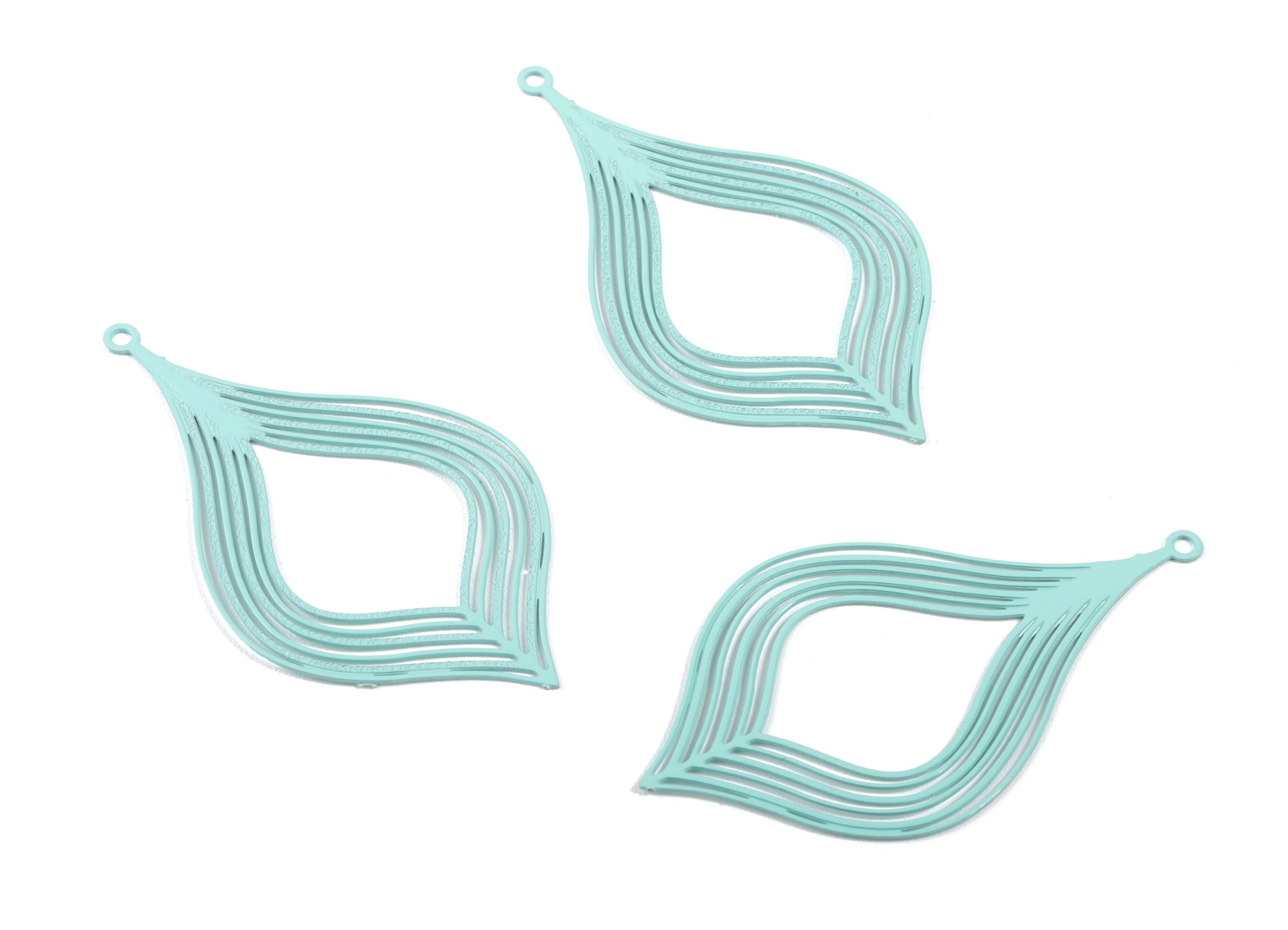 Brass Drop Earring Charms - Turquoise Drop Earrings - Earring Charms - Jewelry Supplies - Color Code: T2 - 38.92x21.85x0.41mm - JJB4426-T2 - DOMEDBAZAAR