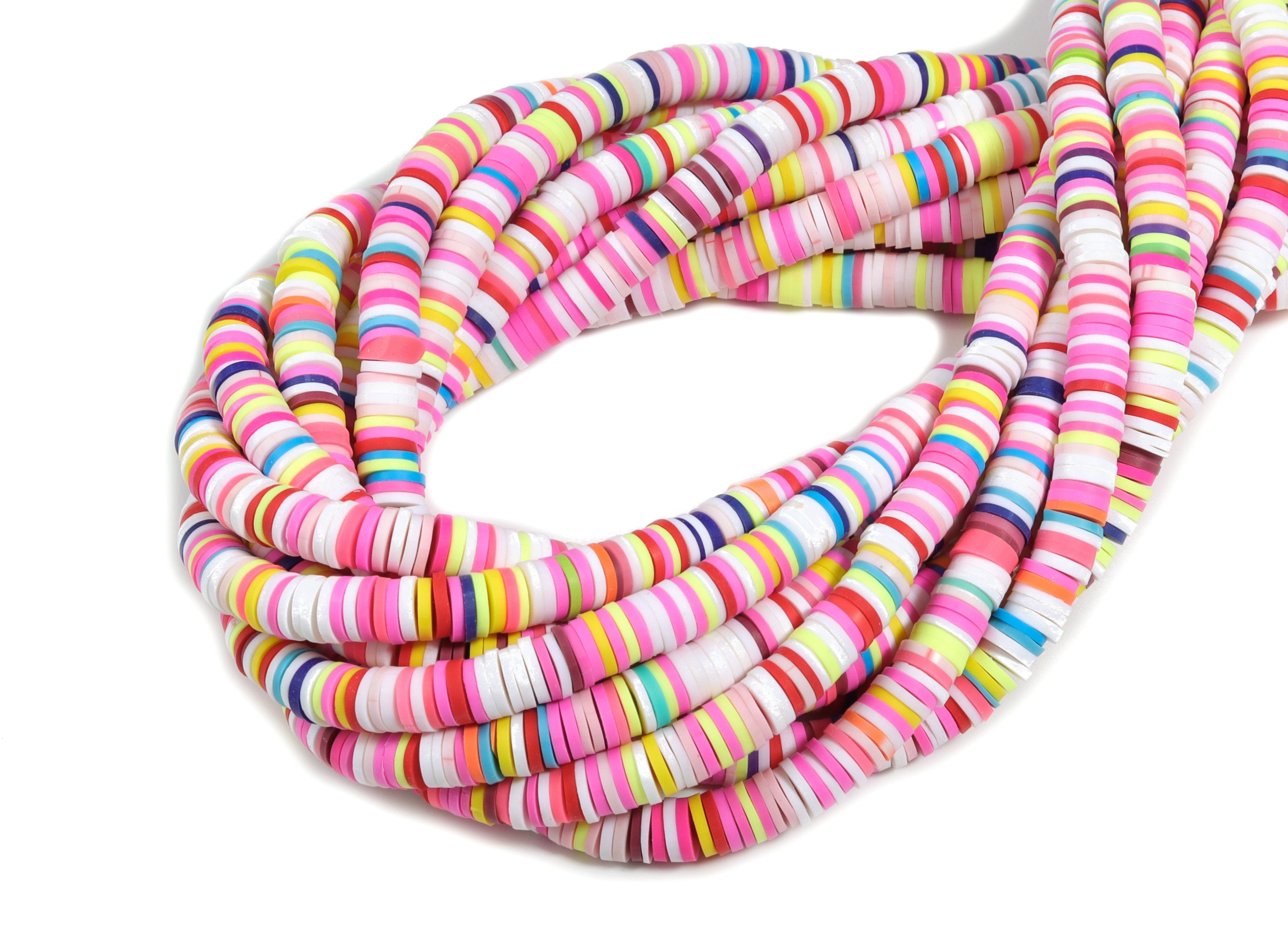 Vinyl Heishi Beads Clay Disc - 5.3mm African Colored Disc Spacer Beads - Polymer Clay Disc Beads 15.75&quot;&quot; / 1 strand-400x5x1.1mm - NS1066-P17 - DOMEDBAZAAR