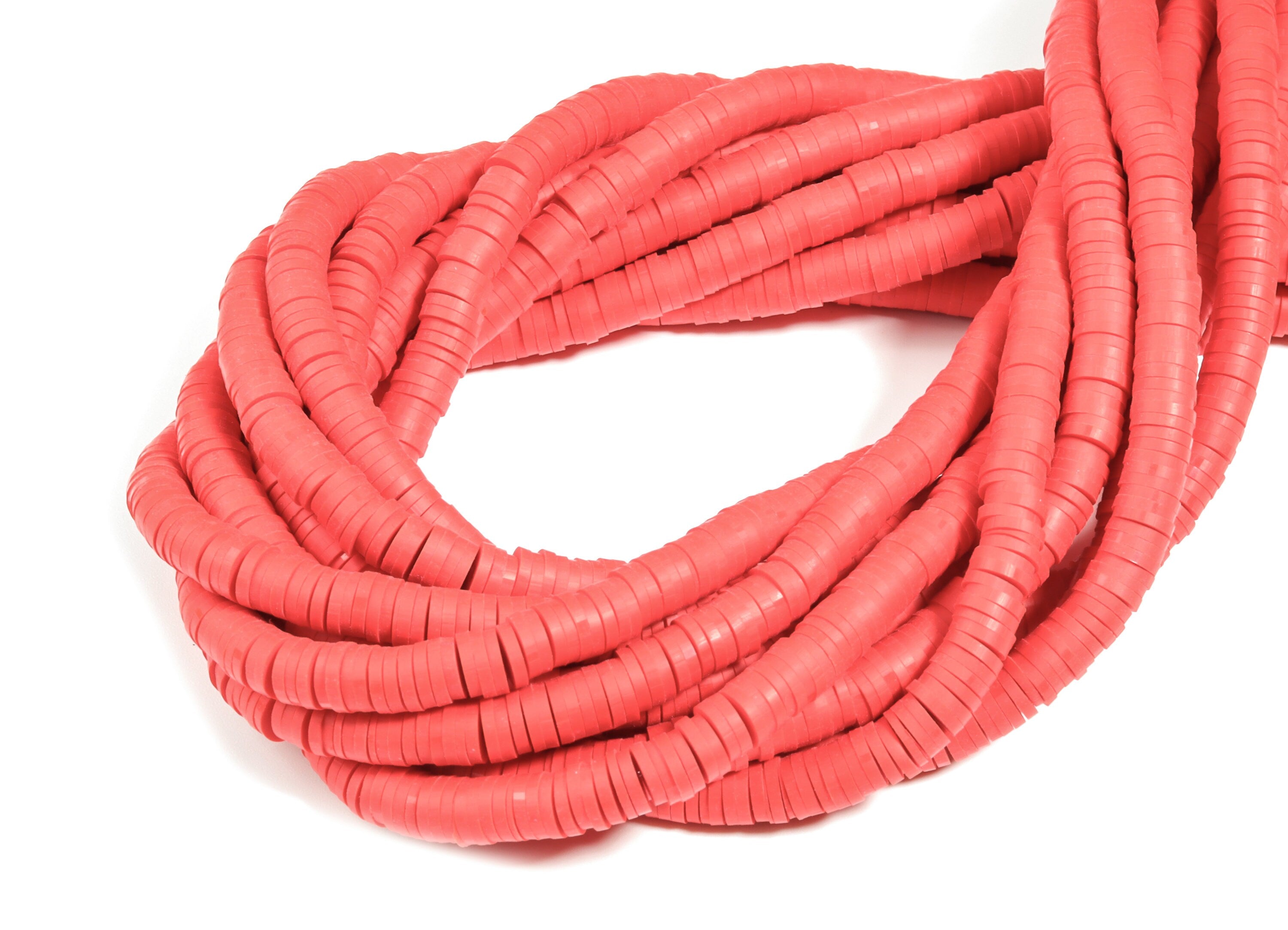 Vinyl Heishi Beads Clay Disc - 5.3mm African Colored Disc Spacer Beads - Polymer Clay Disc Beads 15.75&quot;&quot; / 1 strand-400x5x1.1mm - NS1066-P8 - DOMEDBAZAAR