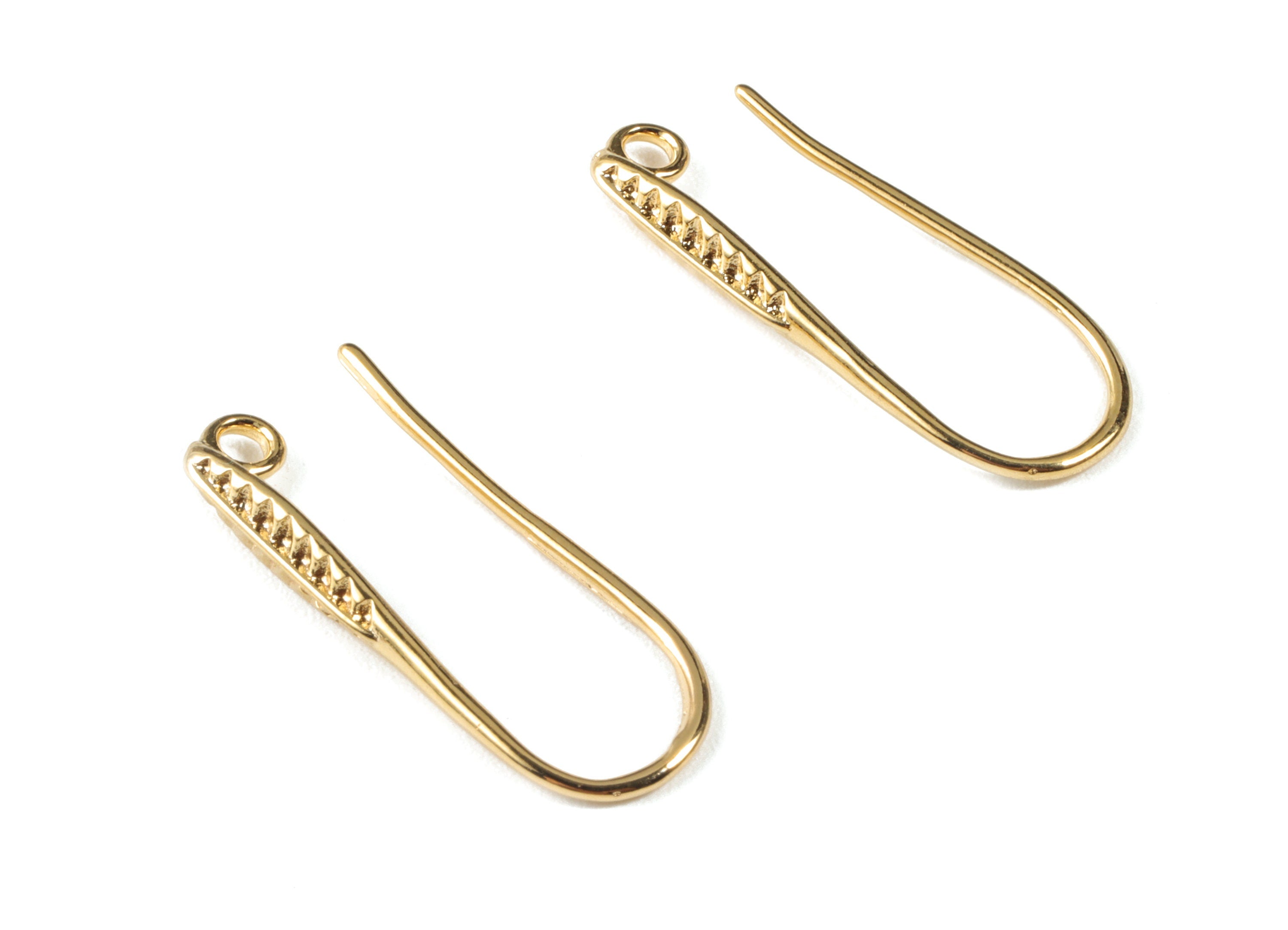Brass Earring Wires - Gold Earring Hooks - 18K Real Gold Plated Brass - Earring Findings - Jewellery Supplies - 21.46x8.08x2.88mm - RGP2653 - DOMEDBAZAAR