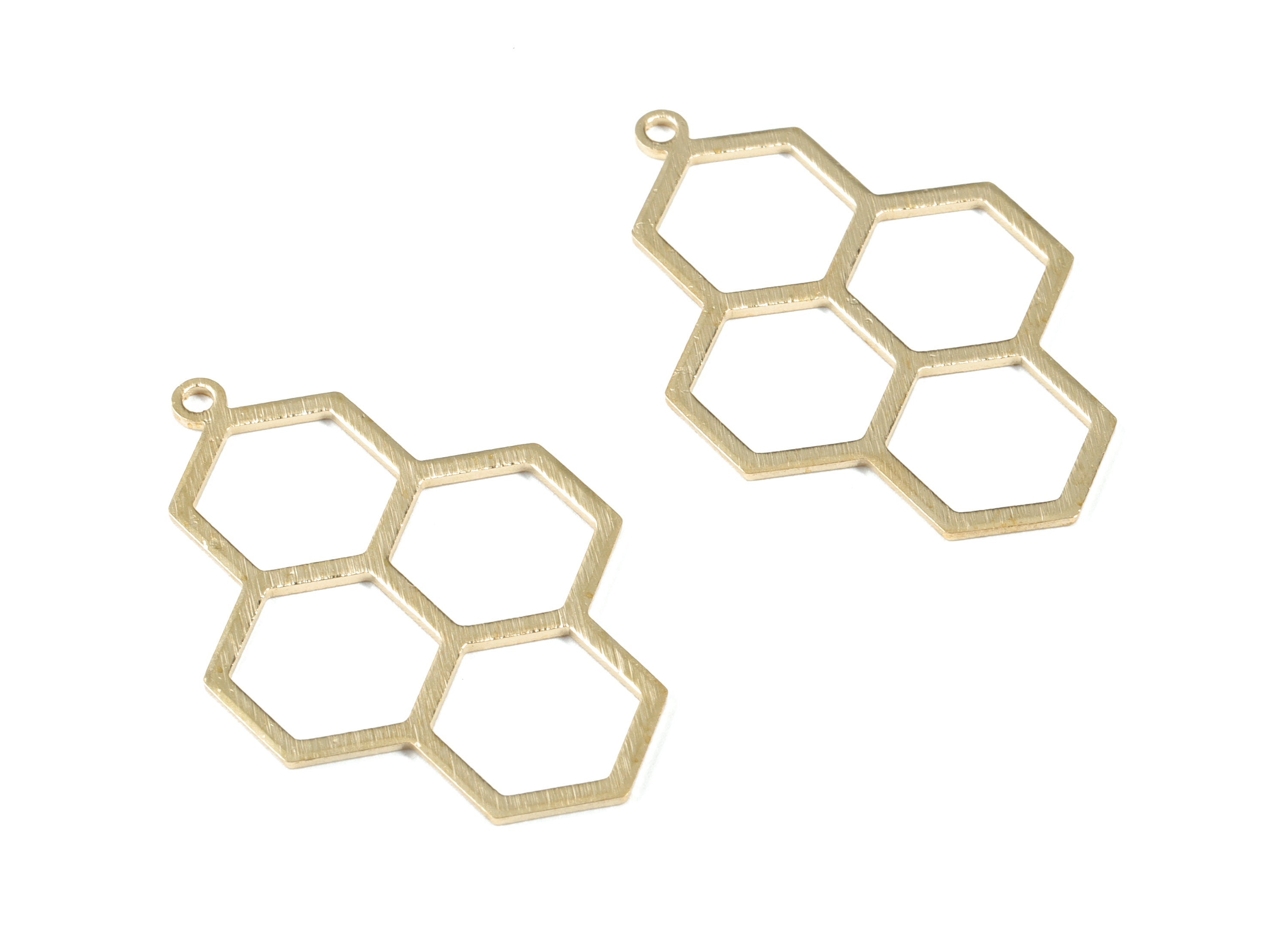 Brass Textured Honeycomb Earring Charms - Raw Brass Honeycomb Pendant - Earring Findings - Jewelry Supplies - 41.69x27.03x1.01mm - PP3556 - DOMEDBAZAAR