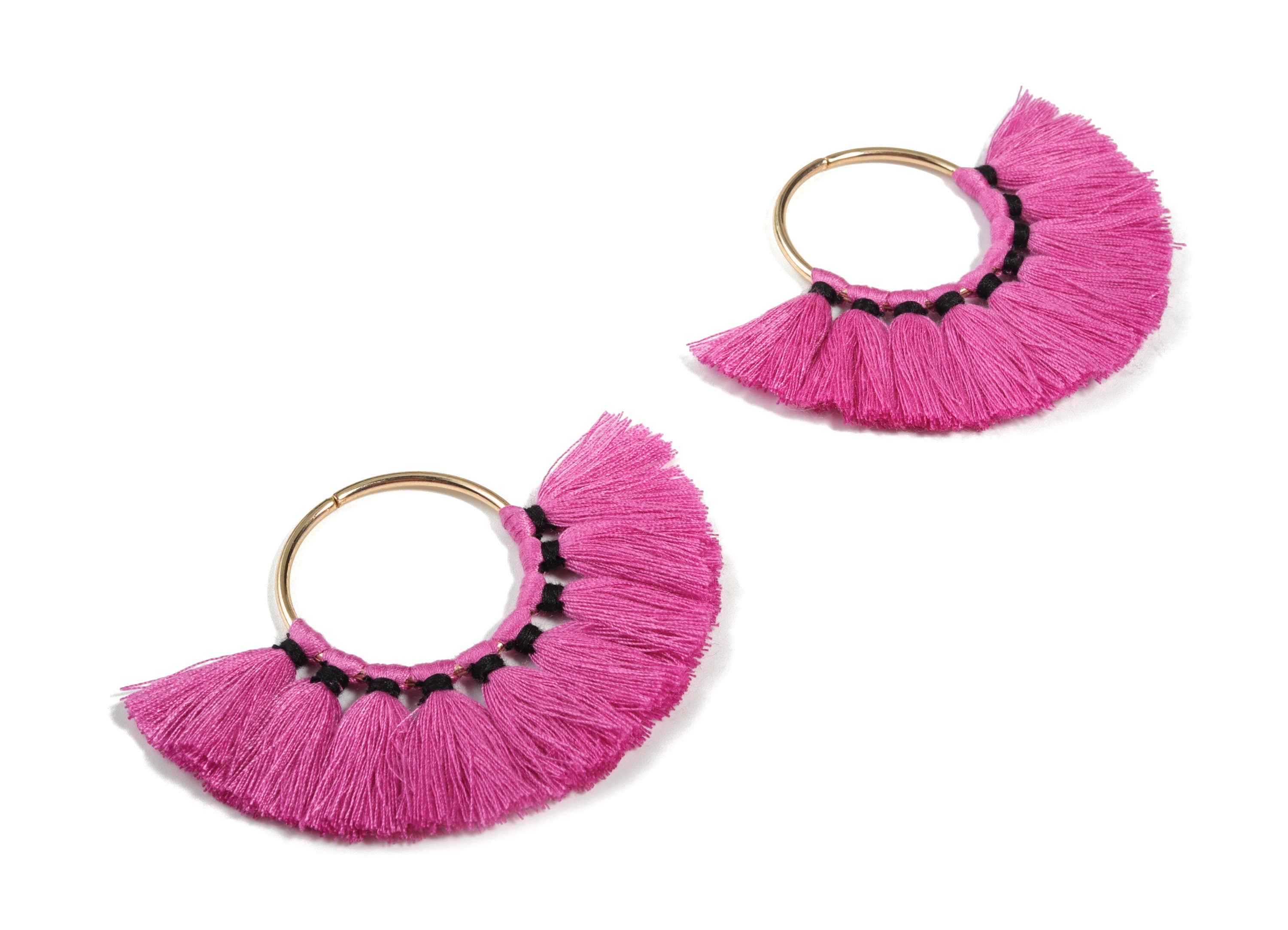 Fan Tassel Earring Charms With Ring - Tassel Earring Pendant - Fan Ring Earrings - Earring Accessories - 55.63x35.45x3.17mm - TS1150C - DOMEDBAZAAR