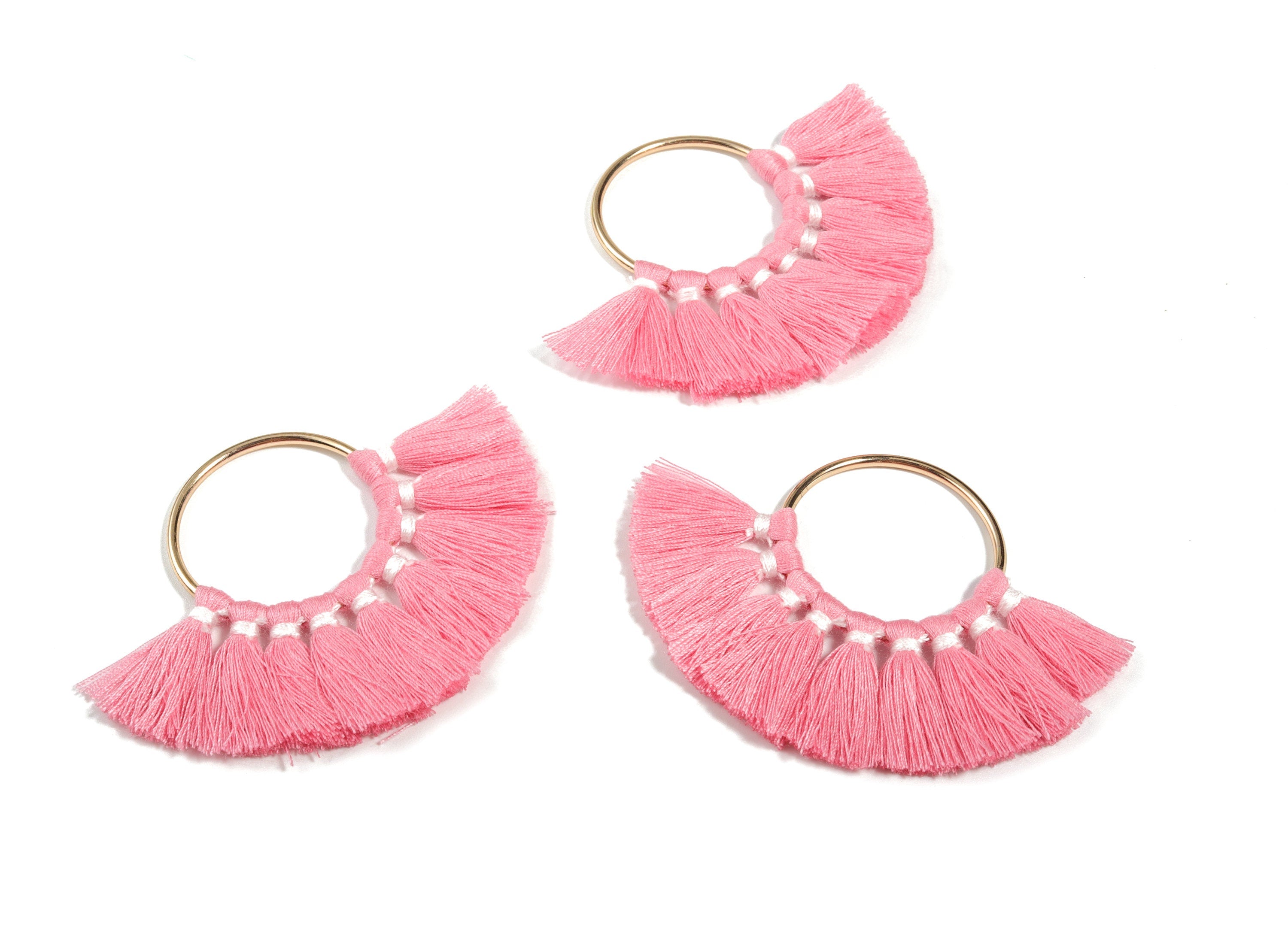 Fan Tassel Earring Charms With Ring - Tassel Earring Pendant - Fan Ring Earrings - Earring Accessories - 55.63x35.45x3.17mm - TS1150F - DOMEDBAZAAR