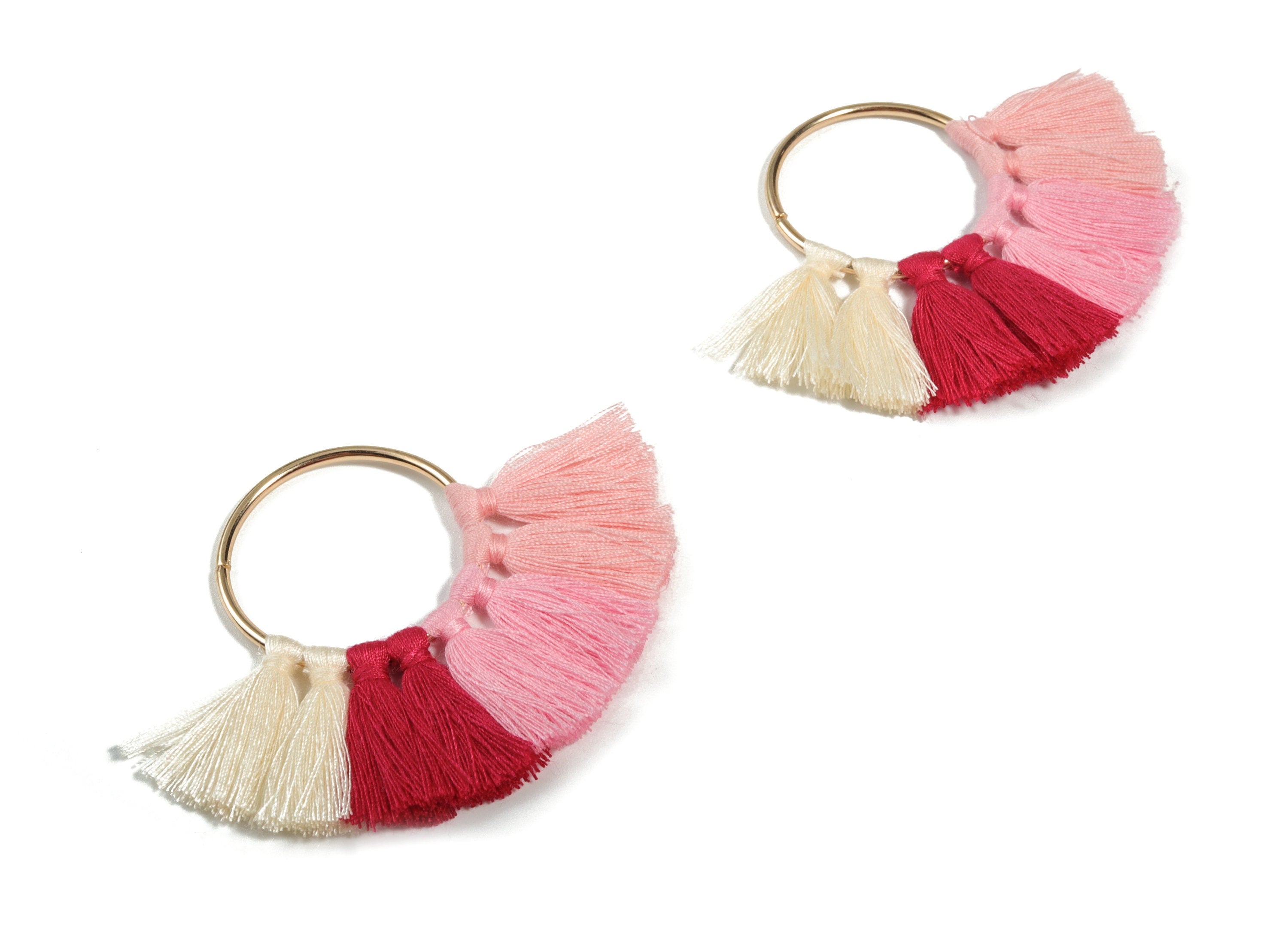 Fan Tassel Earring Charms With Ring - Tassel Earring Pendant - Fan Ring Earrings - Earring Accessories - 55.63x35.45x3.17mm - TS1150G - DOMEDBAZAAR