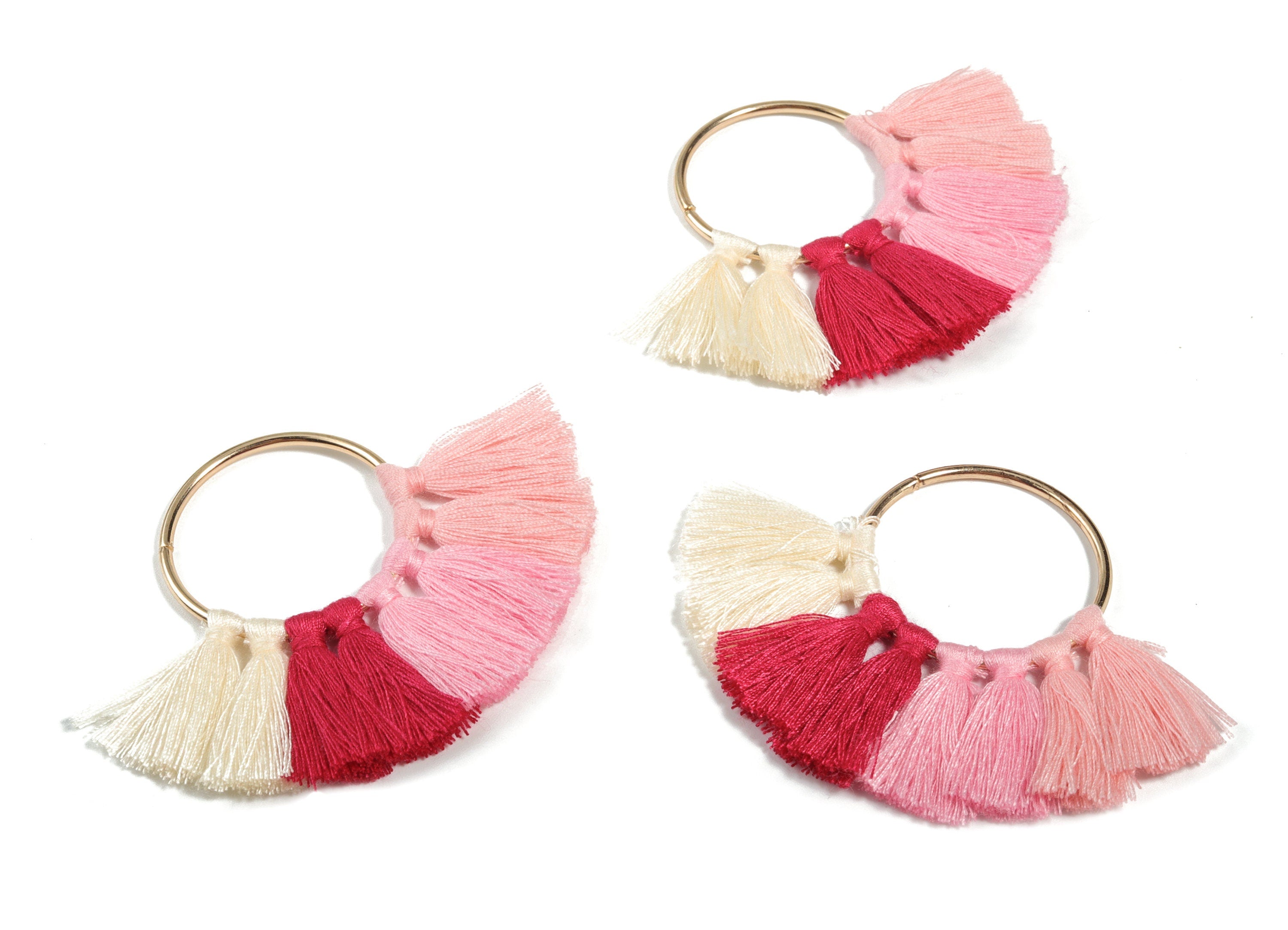 Fan Tassel Earring Charms With Ring - Tassel Earring Pendant - Fan Ring Earrings - Earring Accessories - 55.63x35.45x3.17mm - TS1150G - DOMEDBAZAAR
