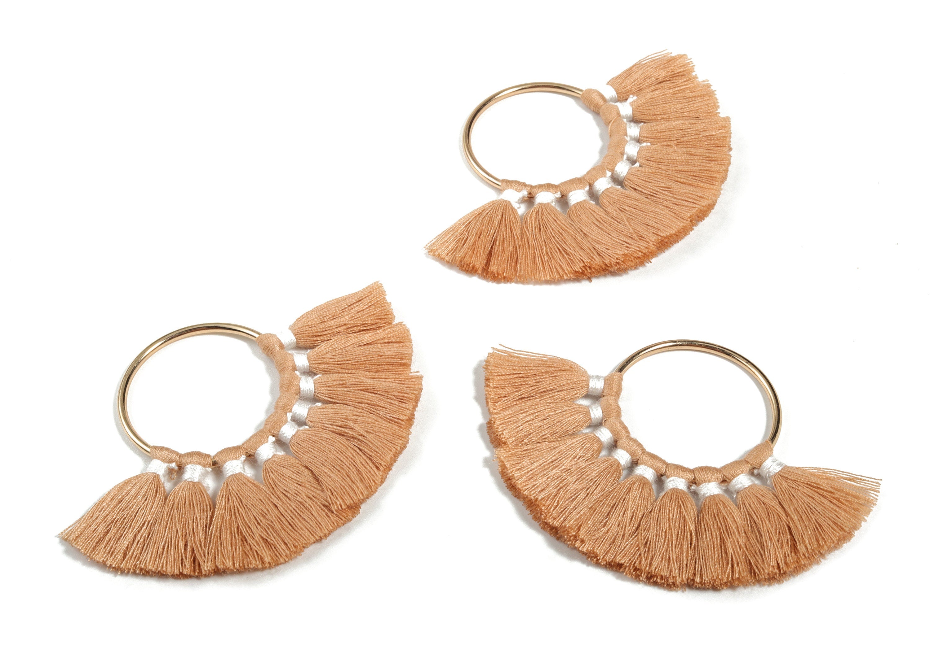 Fan Tassel Earring Charms With Ring - Tassel Earring Pendant - Fan Ring Earrings - Earring Accessories - 55.63x35.45x3.17mm - TS1150L - DOMEDBAZAAR