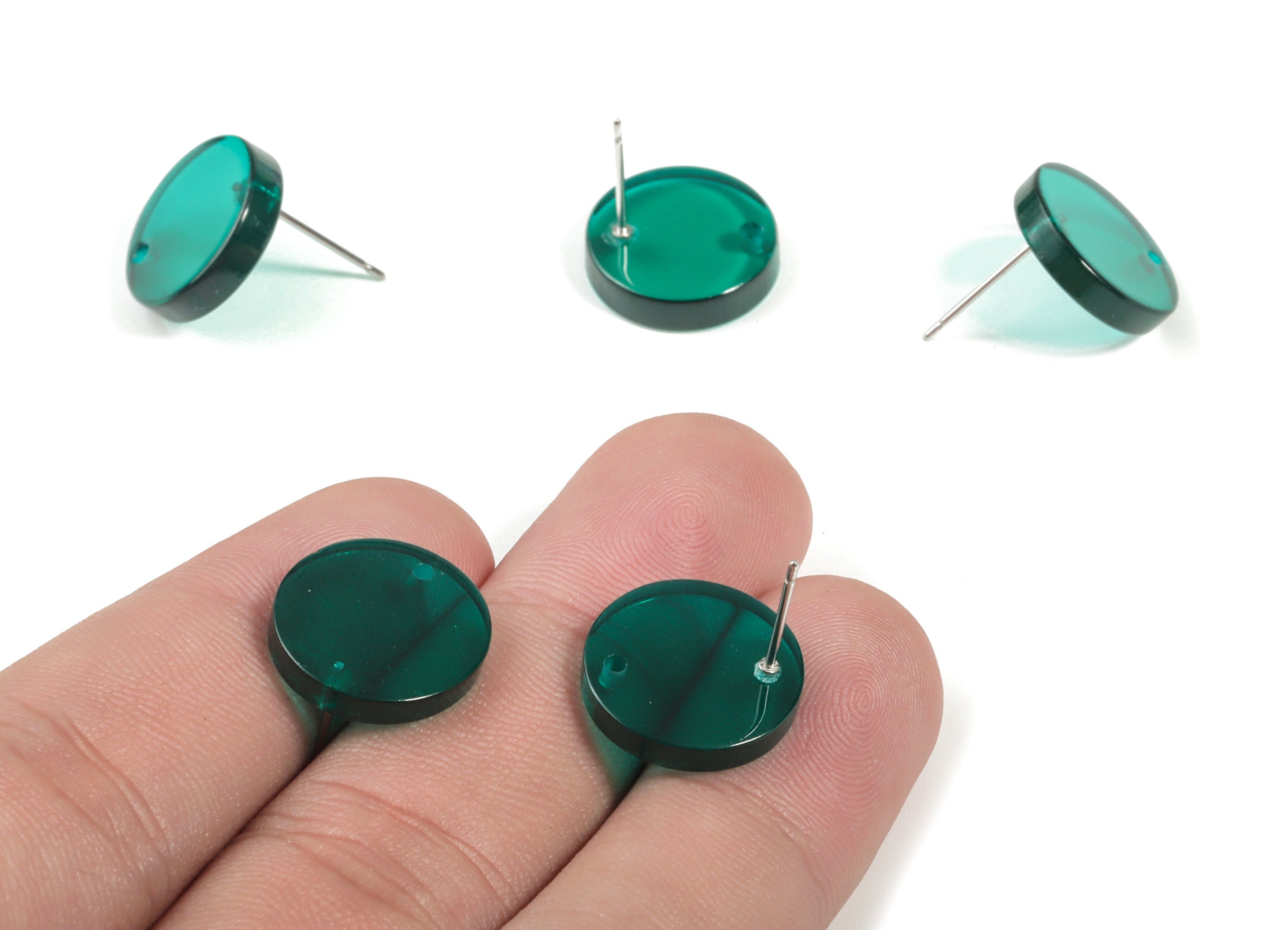 Acrylic Mini Circle Earring Stud - Mini Round Post - Earring Findings - Jewelry Supplies - Color Code:A463 - 14.79x14.79x2.68mm - AC1902B - DOMEDBAZAAR