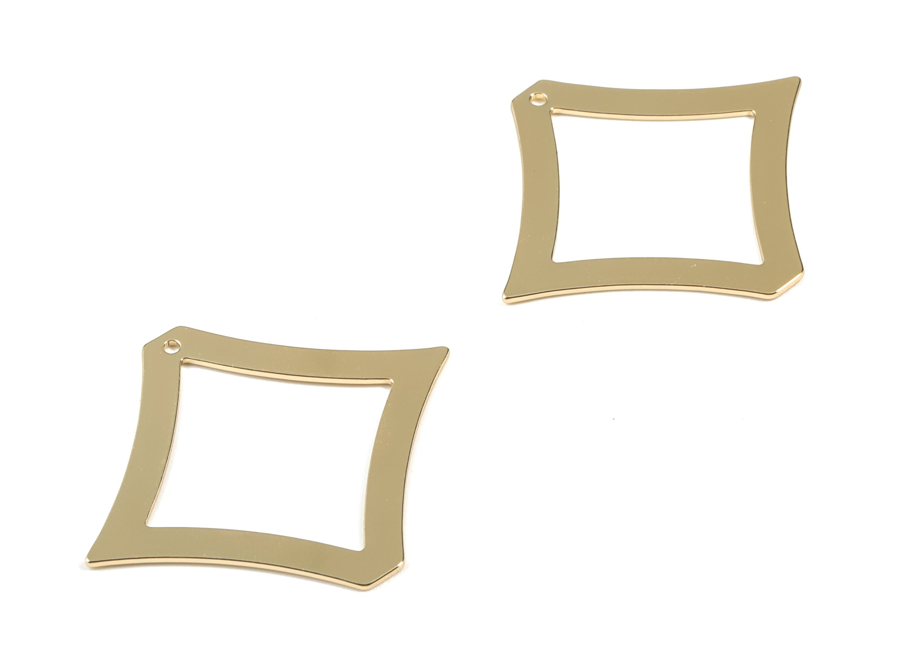 Brass Square Earring Charms - Square Pendant - Gold Tone Plated Brass - Earrings Finding - Jewelry Supplies - 39.62x34.64x0.88mm - PPM1929G - DOMEDBAZAAR
