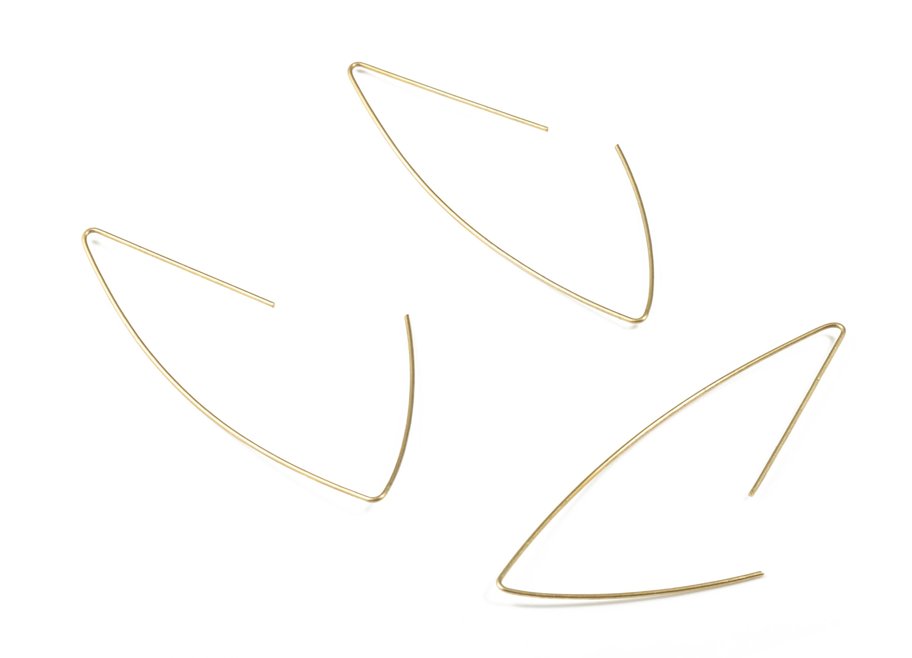 Brass Wire Ear Hook - Raw Brass Geometric Earring Wires - Perfect For VINYL Heishi Beads Clay Disc - Jewelry Supplies - 62x21x0.7mm - PP3561 - DOMEDBAZAAR