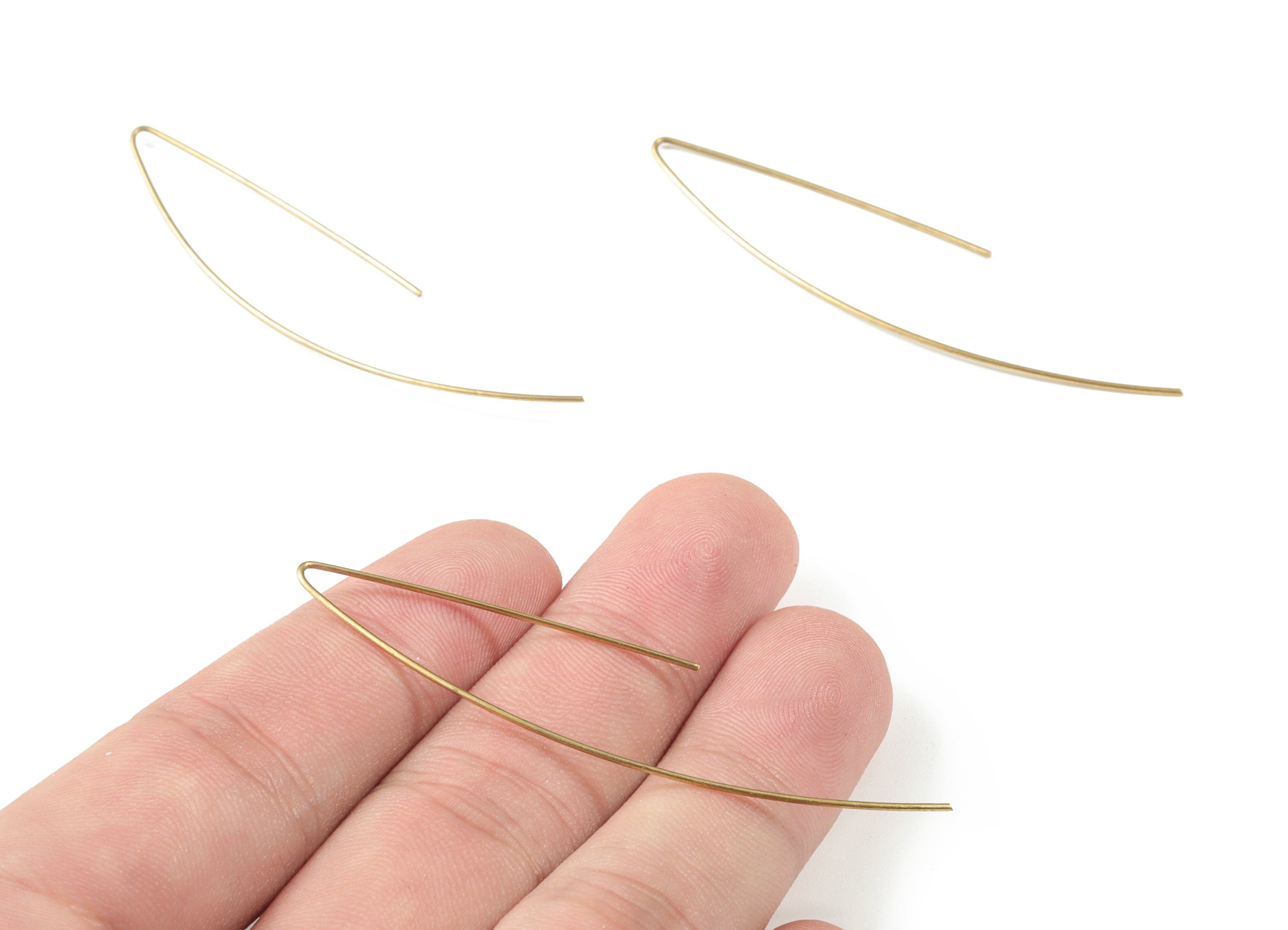 Brass Wire Ear Hook - Raw Brass Geometric Earring Wires - Perfect For VINYL Heishi Beads Clay Disc - Jewelry Supplies - 62x16x0.7mm - PP3562 - DOMEDBAZAAR