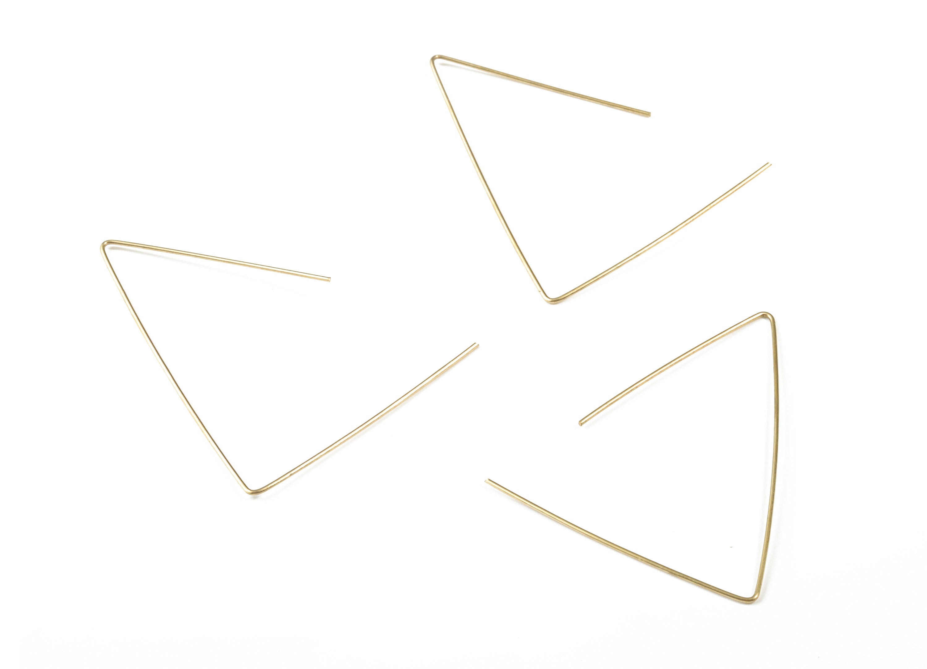 Brass Wire Ear Hook - Raw Brass Geometric Earring Wires - Perfect For VINYL Heishi Beads Clay Disc - Jewelry Supplies - 47x40x0.7mm - PP3563 - DOMEDBAZAAR