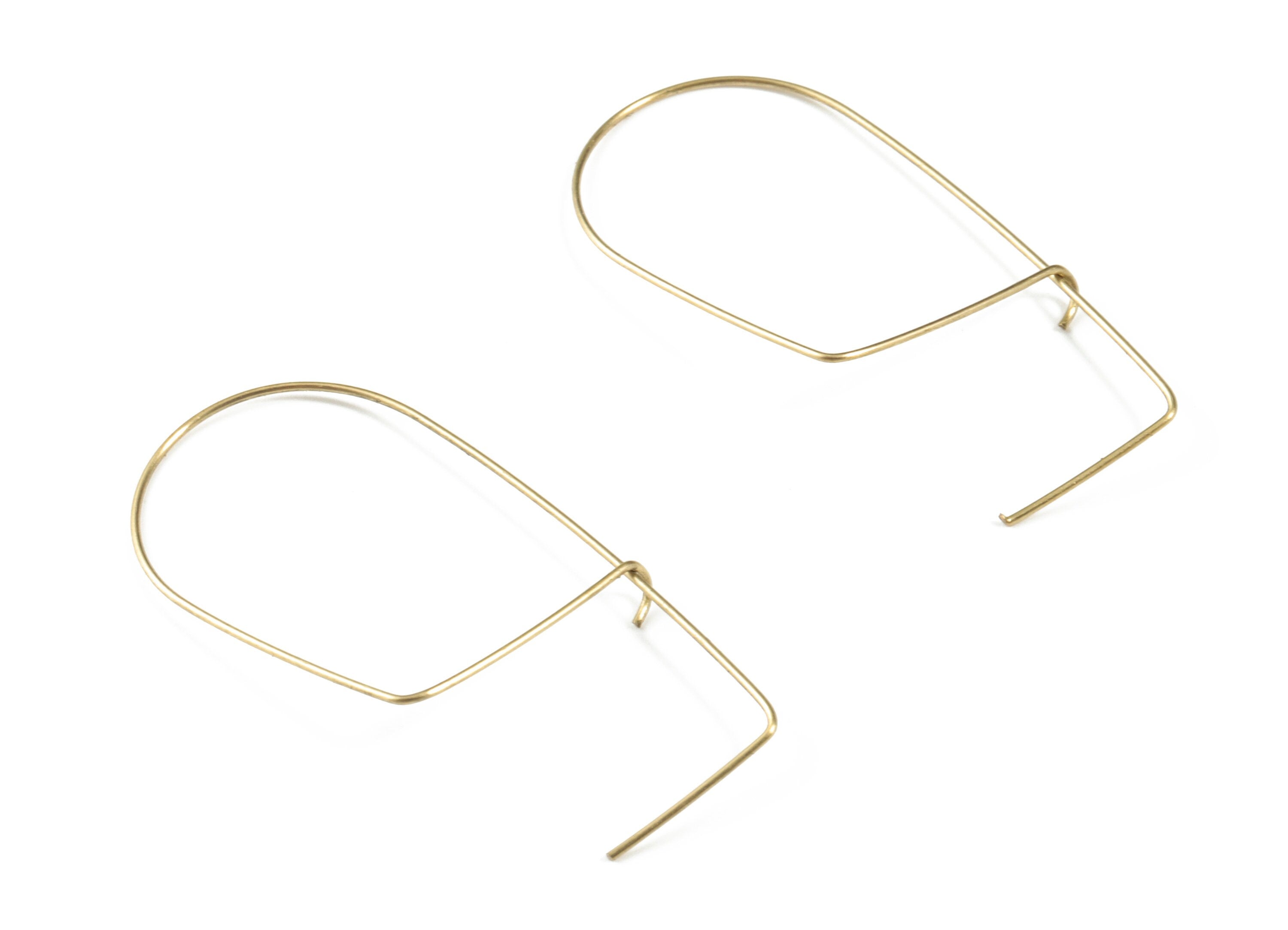 Brass Wire Ear Hook - Raw Brass Geometric Earring Wires - Perfect For VINYL Heishi Beads Clay Disc - Jewelry Supplies - 50x25x0.7mm - PP3564 - DOMEDBAZAAR
