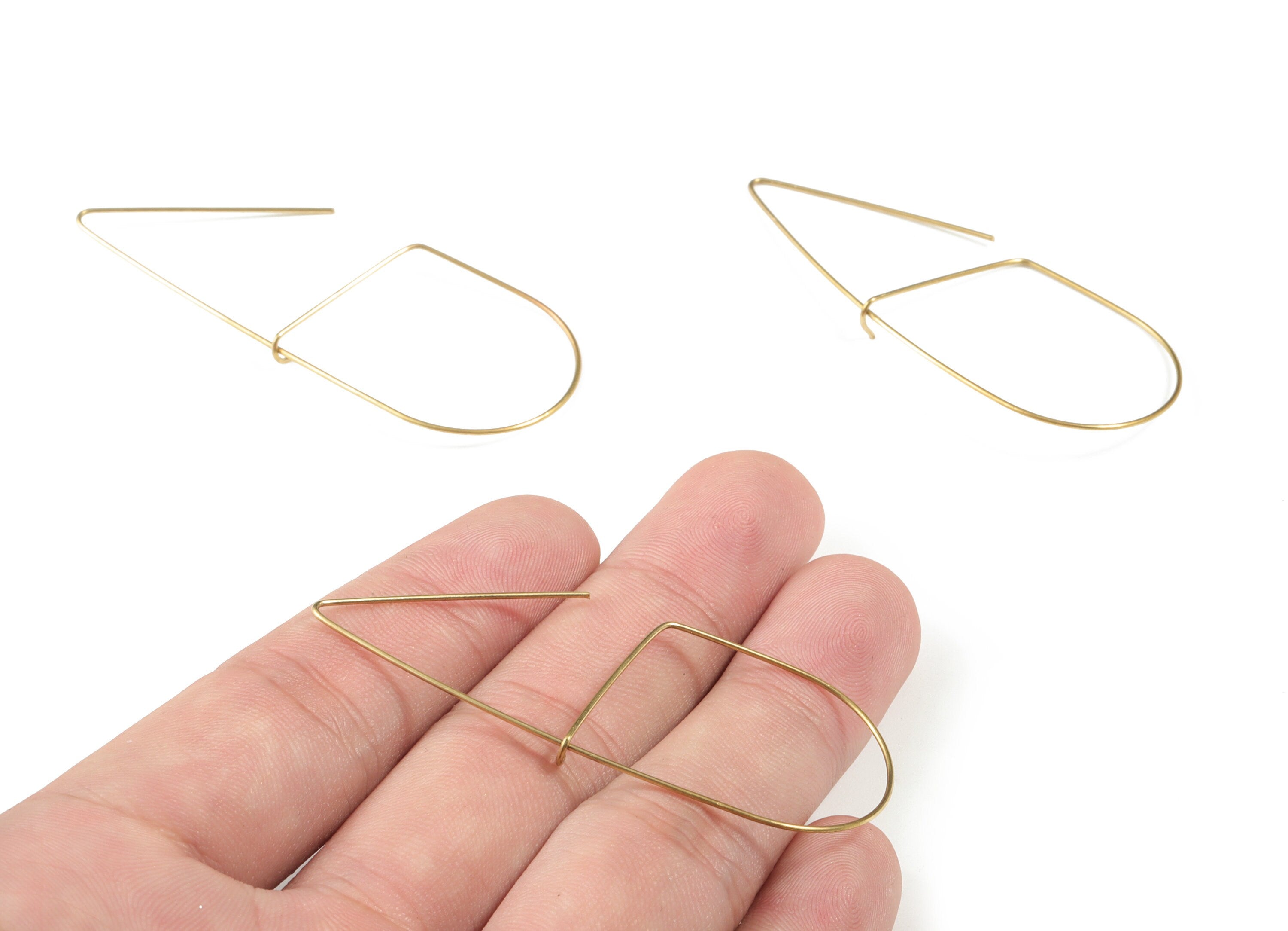 Brass Wire Ear Hook - Raw Brass Geometric Earring Wires - Perfect For VINYL Heishi Beads Clay Disc - Jewelry Supplies - 60x25x0.7mm - PP3565 - DOMEDBAZAAR