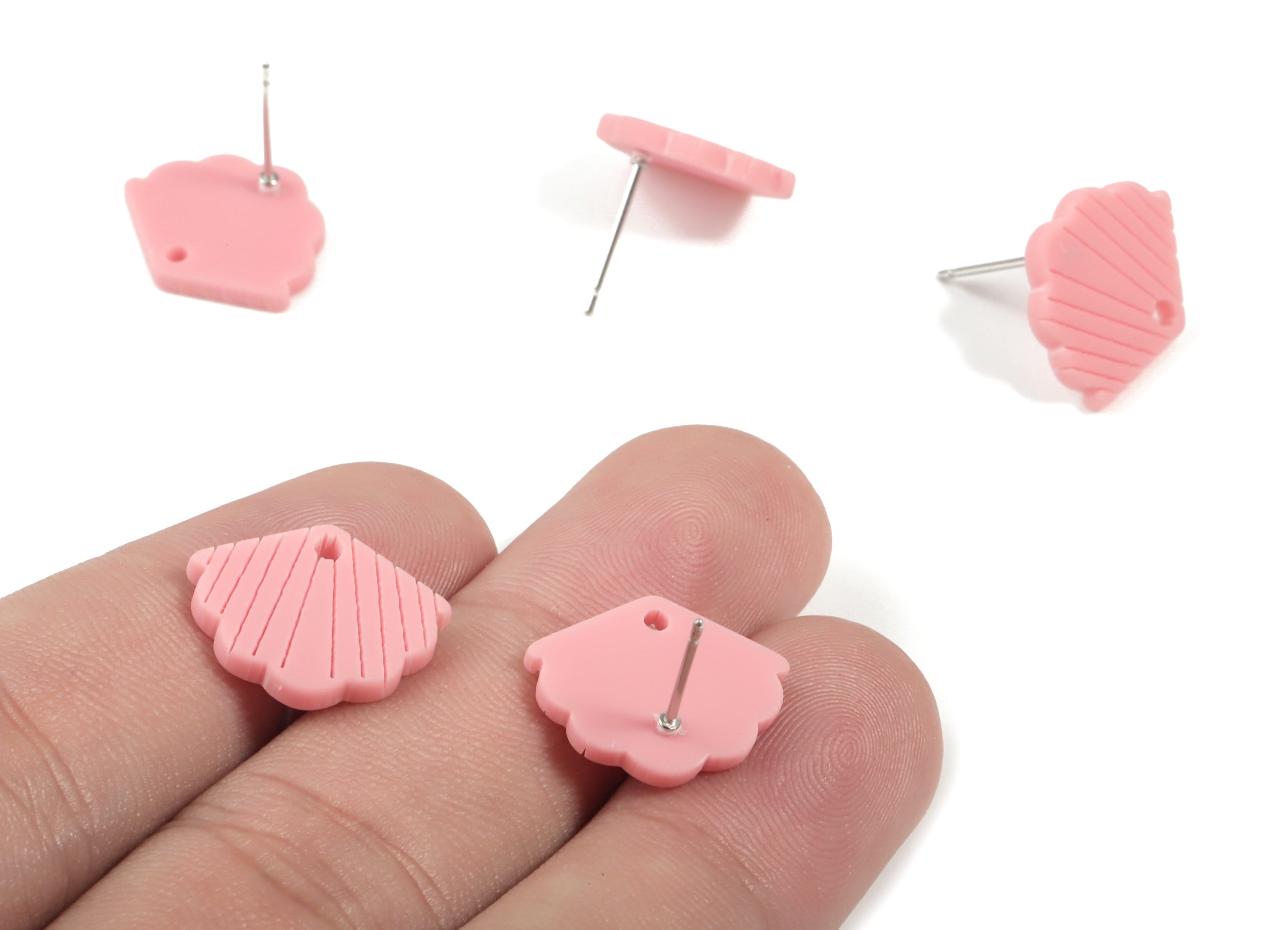 Acrylic Mini Shell Earring Stud - Matte Sheall Post - Earring Post - Jewelry Supplies - Color Code:A471 - 17.03x13.77x2.29mm - AC1898F - DOMEDBAZAAR