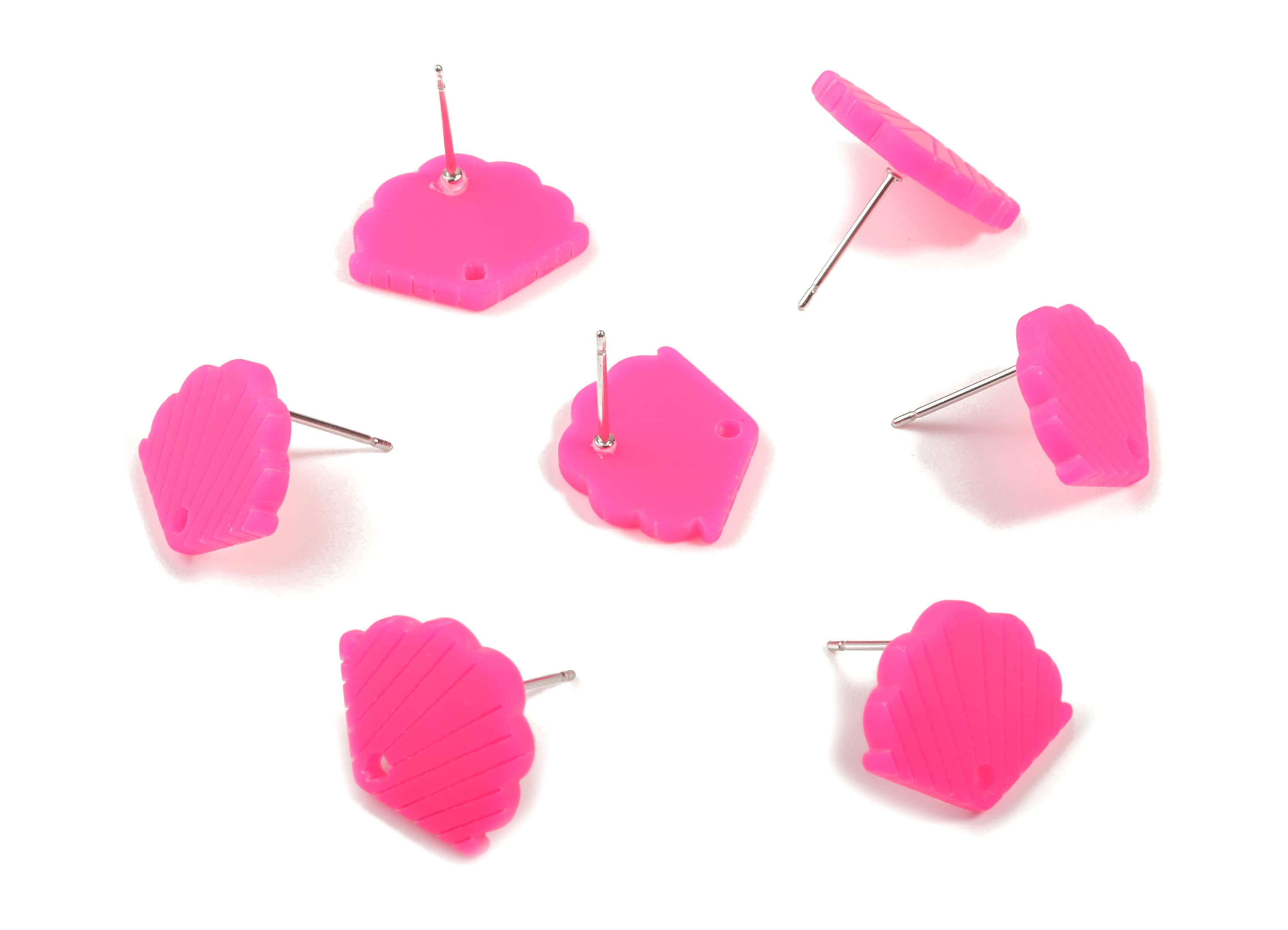 Acrylic Mini Shell Earring Stud - Matte Sheall Post - Earring Post - Jewelry Supplies - Color Code:A472 - 17.03x13.77x2.29mm - AC1898G - DOMEDBAZAAR