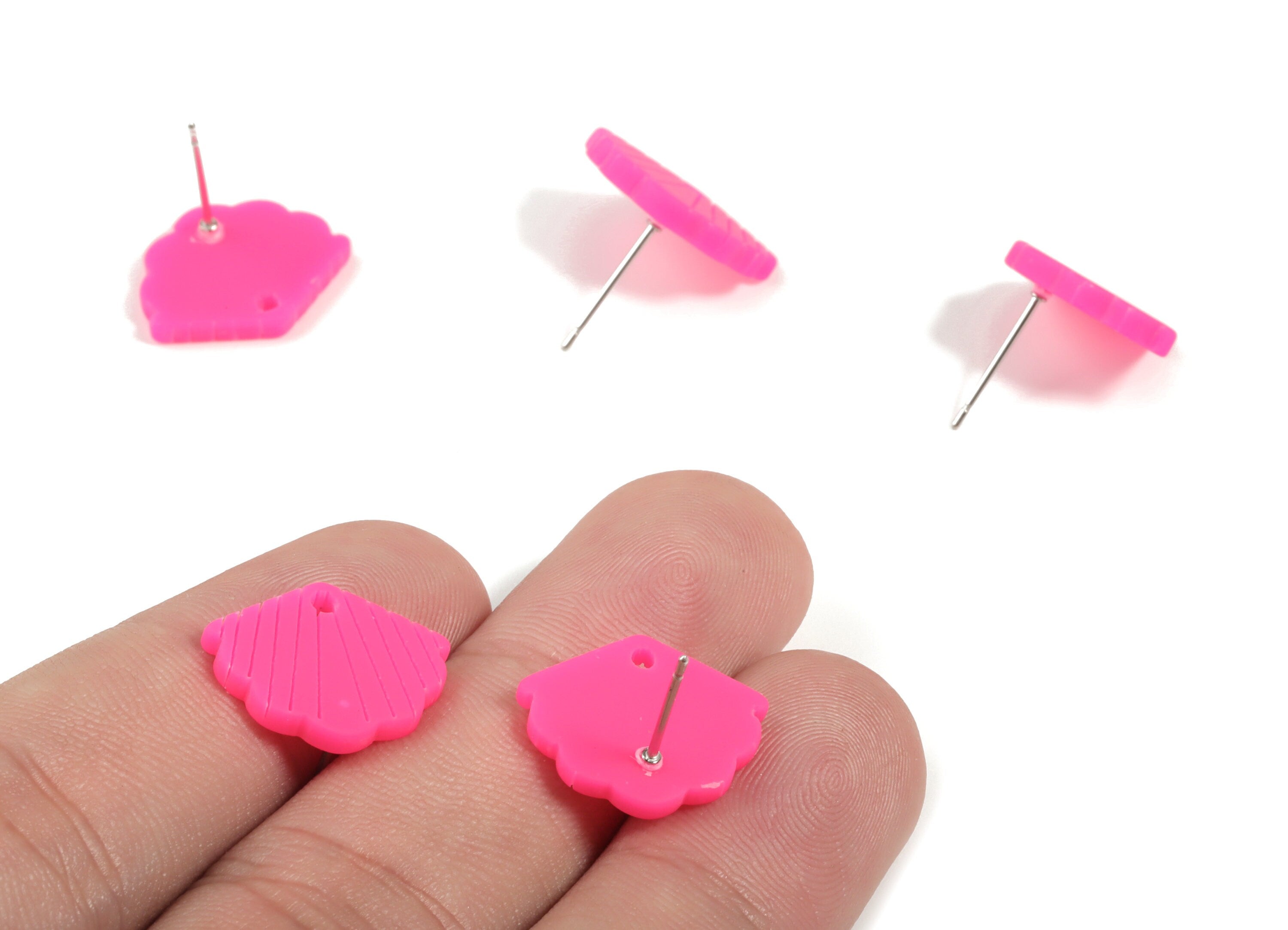 Acrylic Mini Shell Earring Stud - Matte Sheall Post - Earring Post - Jewelry Supplies - Color Code:A472 - 17.03x13.77x2.29mm - AC1898G - DOMEDBAZAAR