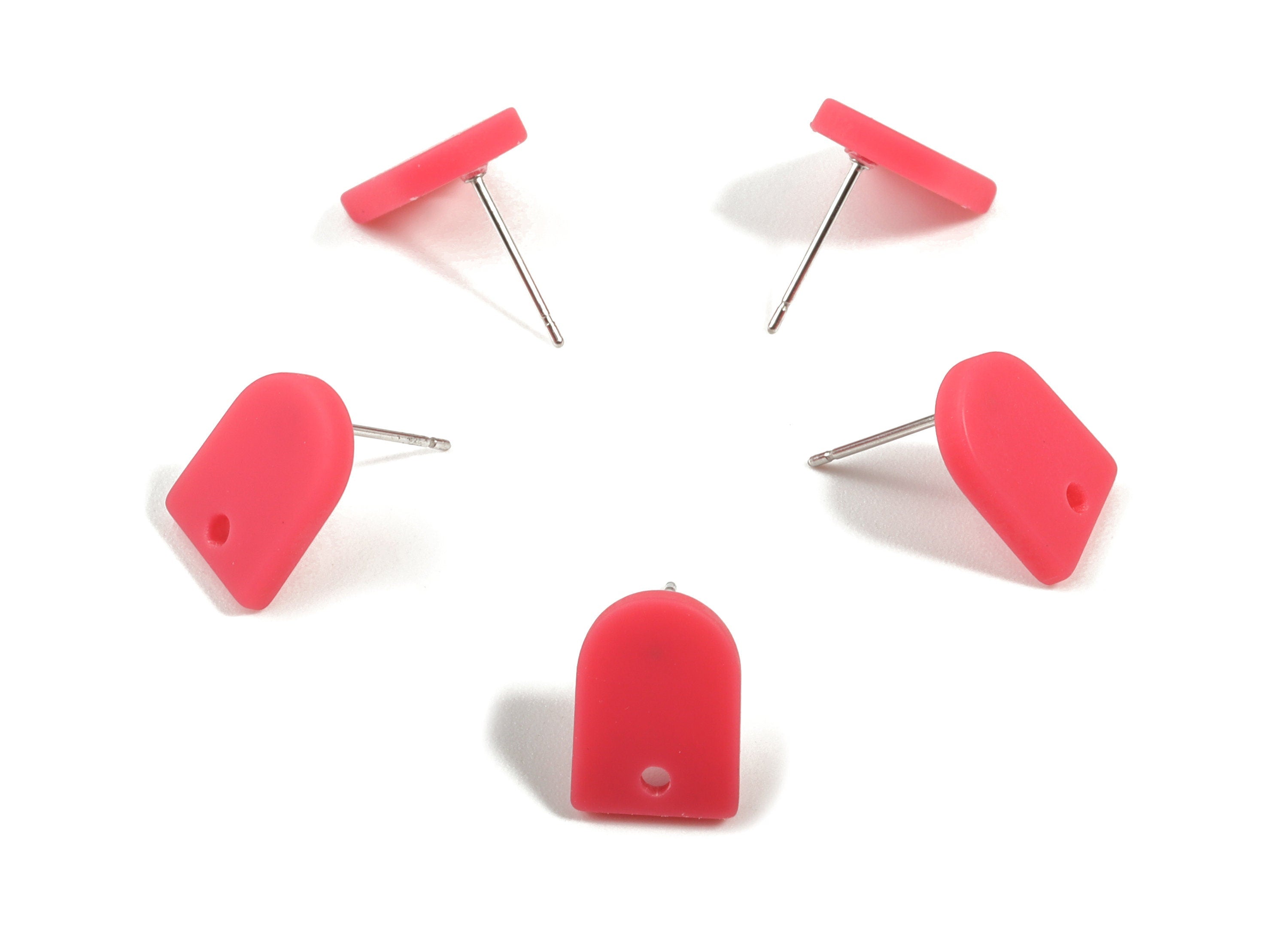 Acrylic Mini D Earring Stud - Matte Semi Circle Earring Post - Jewelry Supplies - Color Code:A477 - 12.66x9.44x2.23mm - AC1882A - DOMEDBAZAAR
