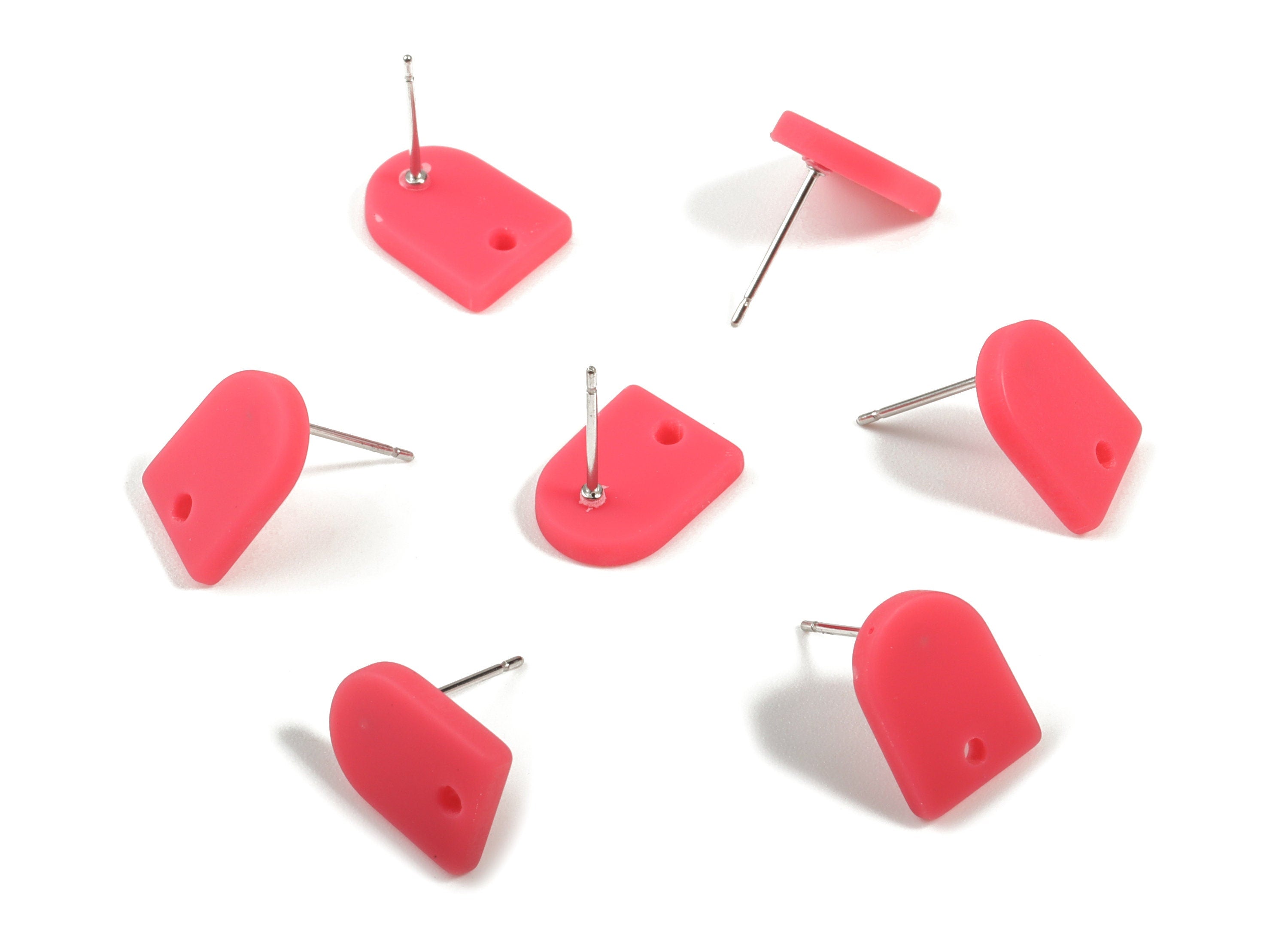 Acrylic Mini D Earring Stud - Matte Semi Circle Earring Post - Jewelry Supplies - Color Code:A477 - 12.66x9.44x2.23mm - AC1882A - DOMEDBAZAAR