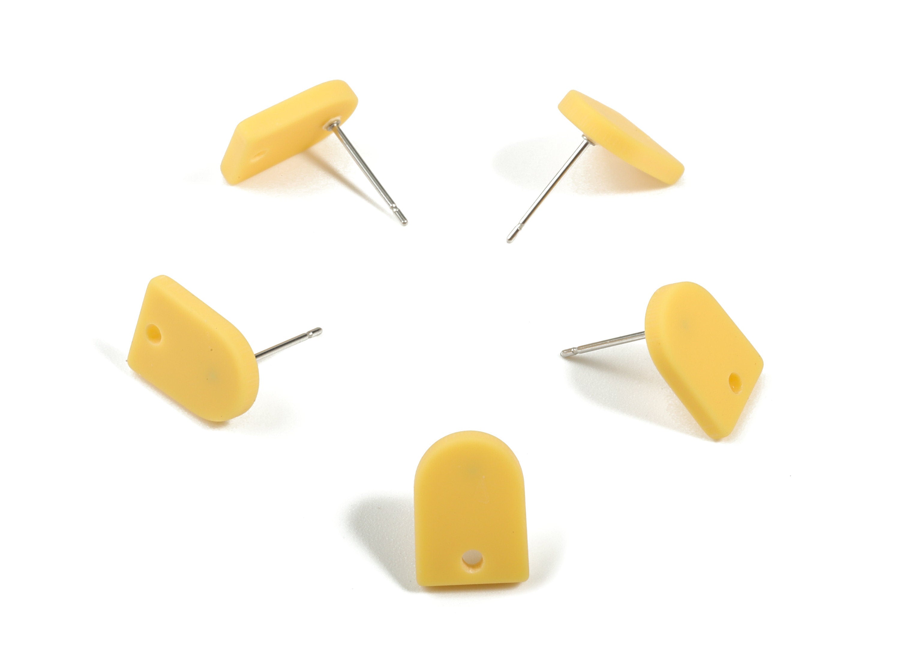 Acrylic Mini D Earring Stud - Matte Semi Circle Earring Post - Jewelry Supplies - Color Code:A474 - 12.66x9.44x2.23mm - AC1882C - DOMEDBAZAAR