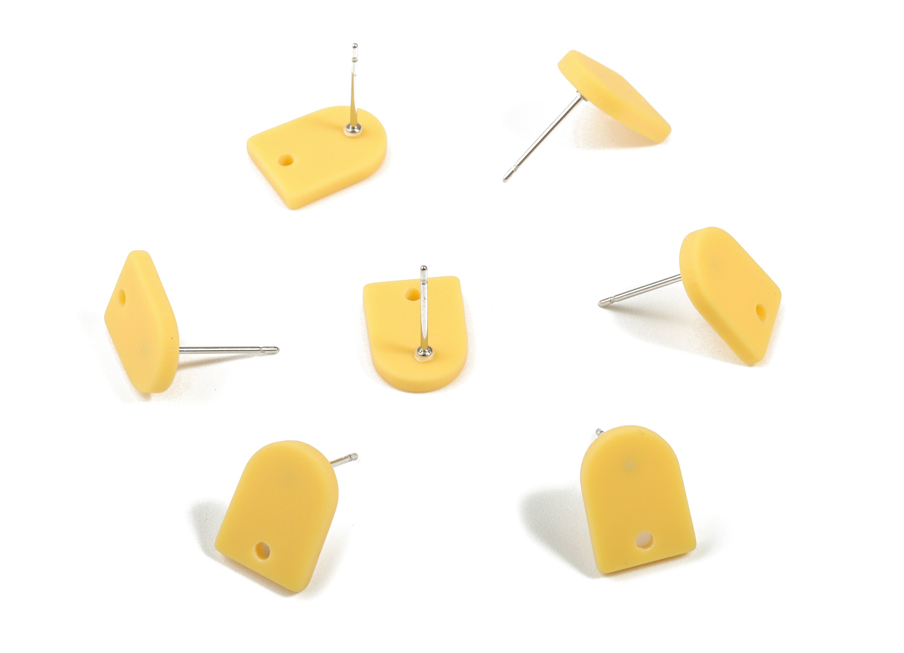 Acrylic Mini D Earring Stud - Matte Semi Circle Earring Post - Jewelry Supplies - Color Code:A474 - 12.66x9.44x2.23mm - AC1882C - DOMEDBAZAAR